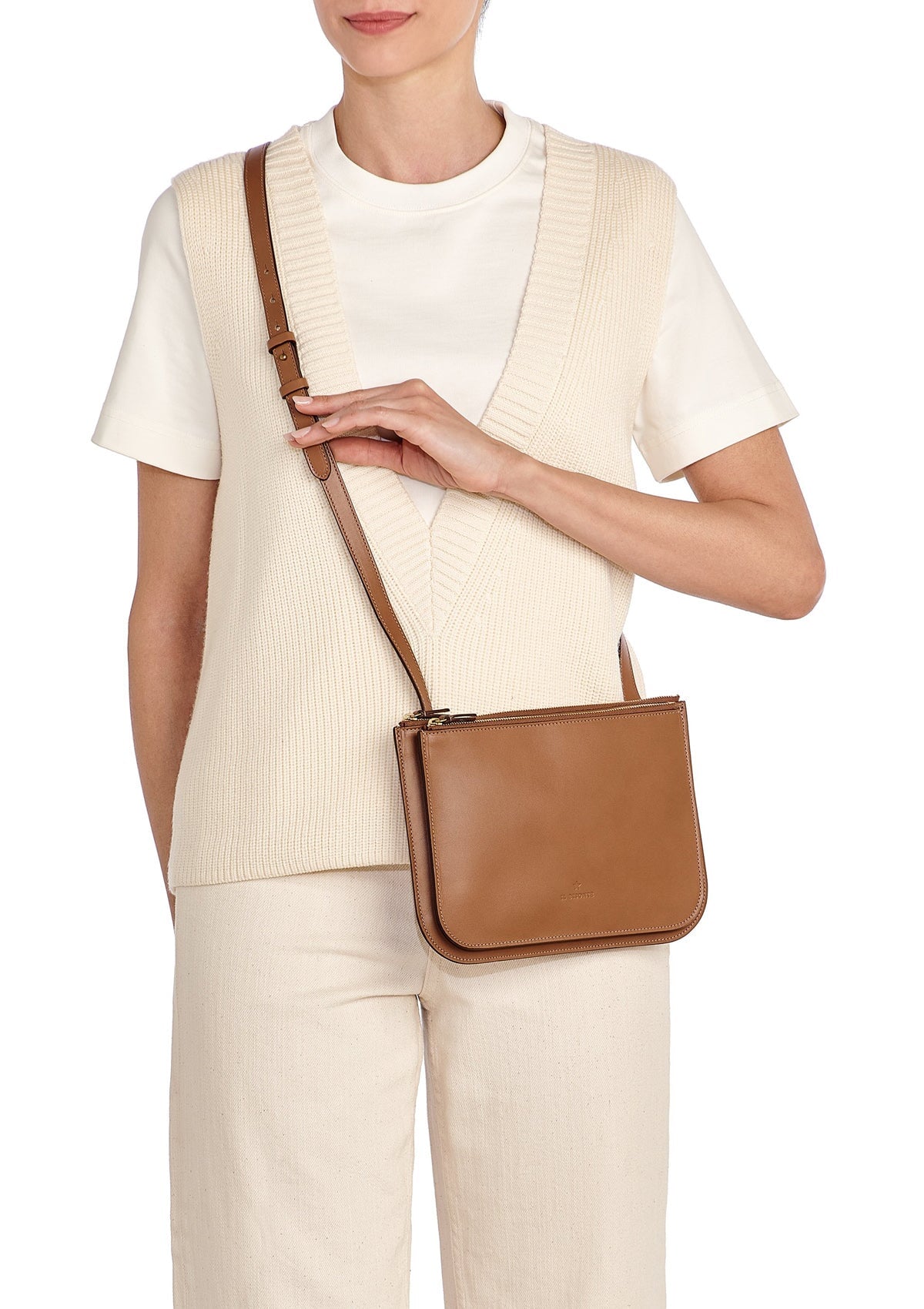 Flache Crossbodybag aus Naturleder in Braun Taschen Crossbody & Schultertaschen Il Bisonte 