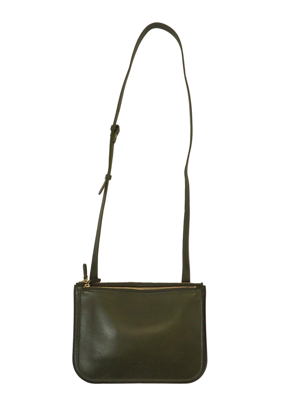 Flache Crossbodybag aus Naturleder in Oliv Taschen Crossbody & Schultertaschen Il Bisonte 