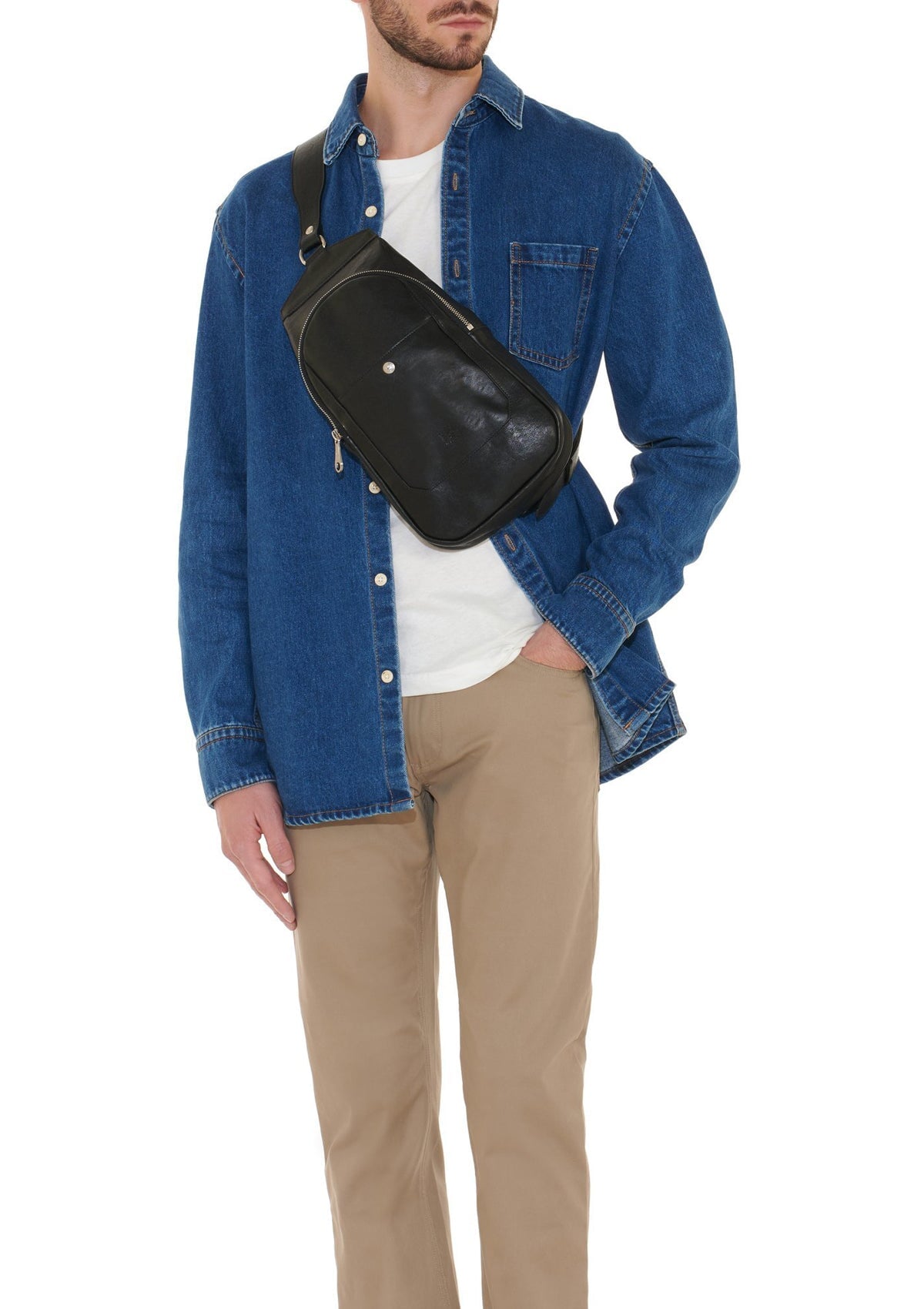 Geräumige Crossbody-Bag aus Naturleder in Schwarz - Cosimo Taschen Crossbody & Schultertasche Il Bisonte 
