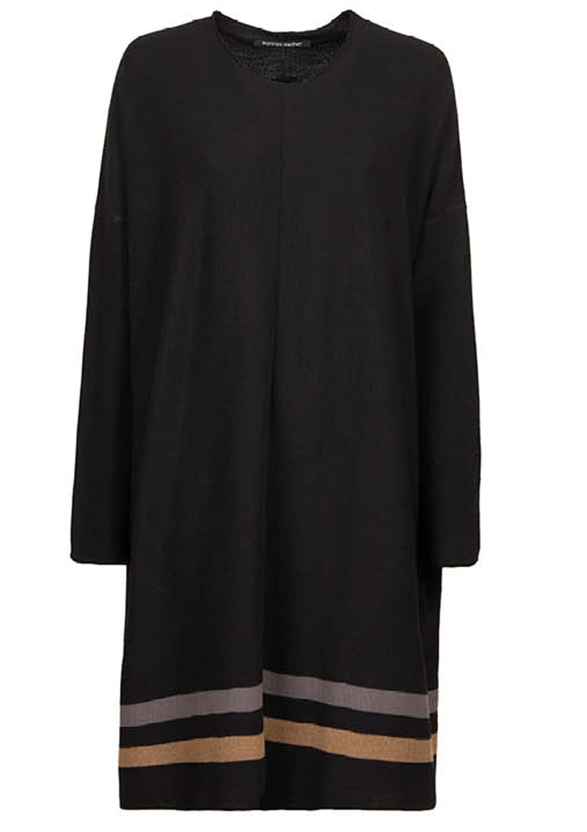 Gestreiftes Strickkleid aus Schurwolle in Schwarz Damen Ready to wear Fashion Hannes Roether 