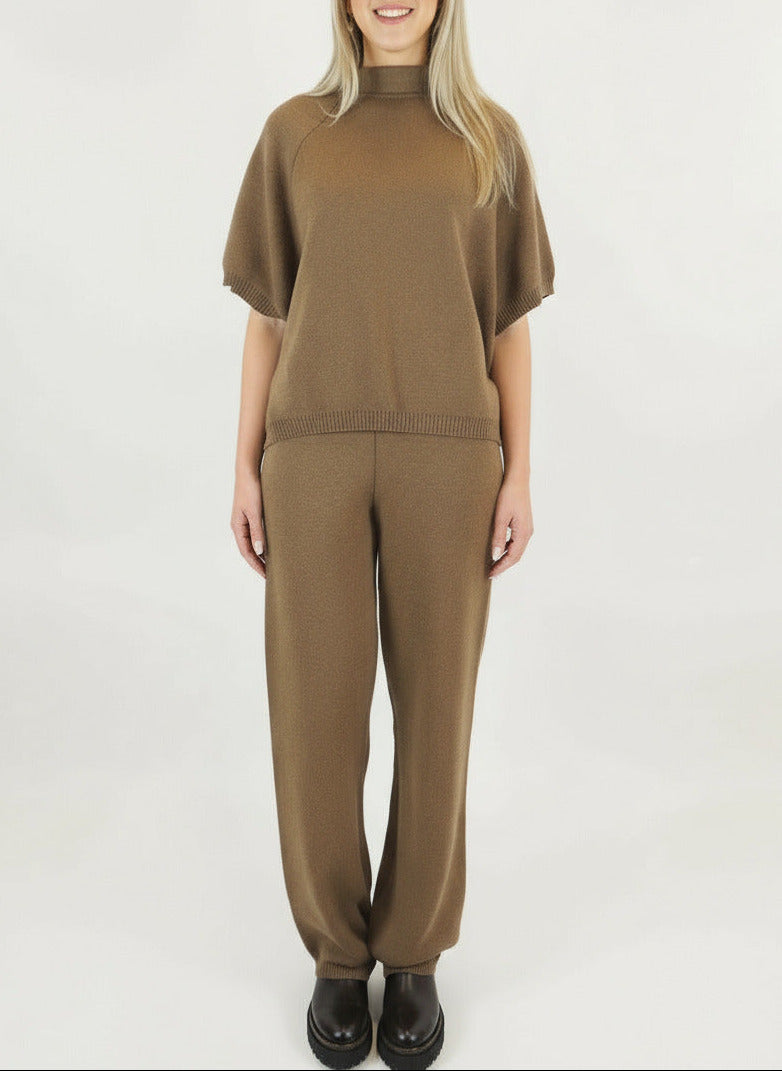 Gestrickte Damenhose aus Schurwolle in Braun Damen Ready to wear Fashion Hannes Roether 