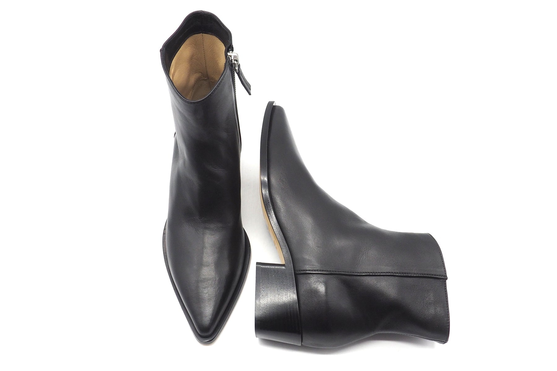 Handschuhweiche schlanke Damen Stiefelette in Nappaleder - Schwarz - Absatz 4 cm Damen Stiefeletten Pomme D'or 