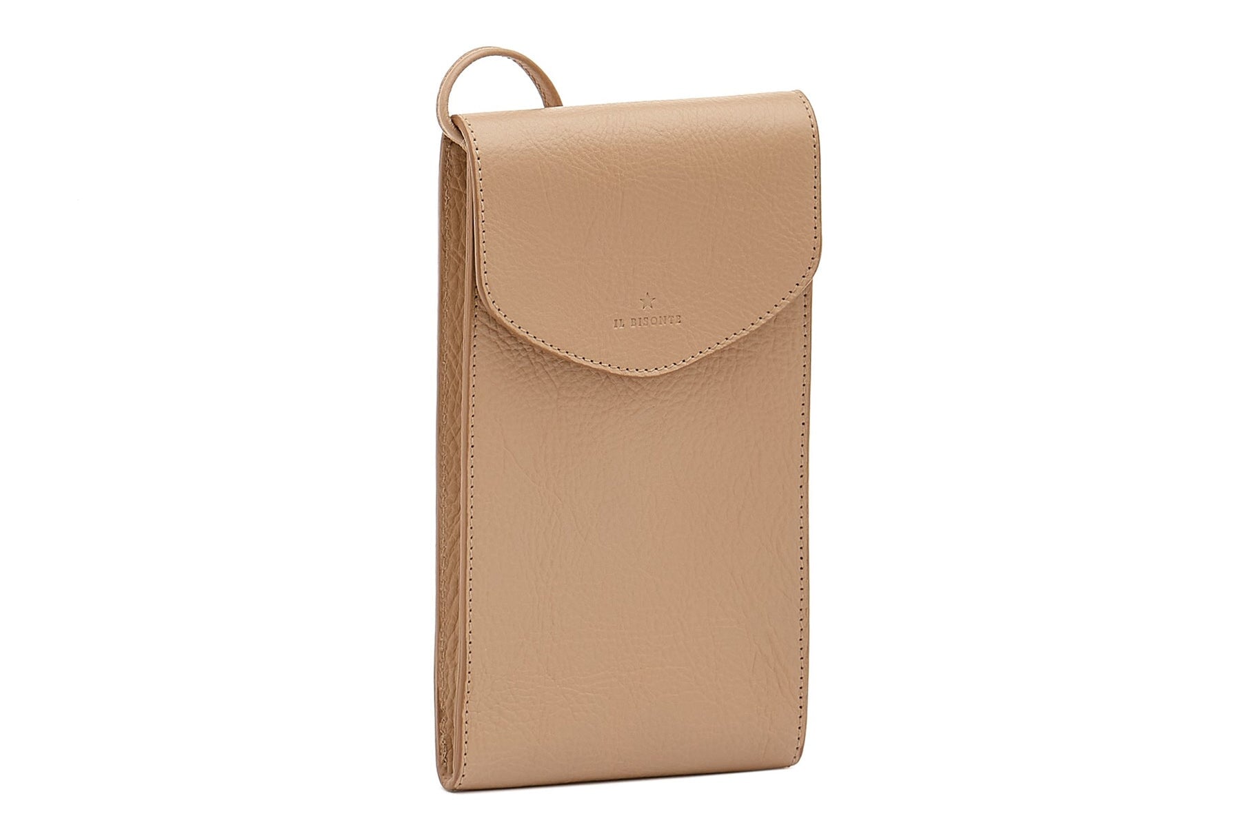 Handytasche aus Leder in Beige Taschen Handytaschen Il Bisonte 