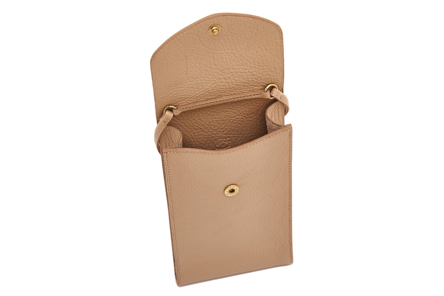 Handytasche aus Leder in Beige Taschen Handytaschen Il Bisonte 