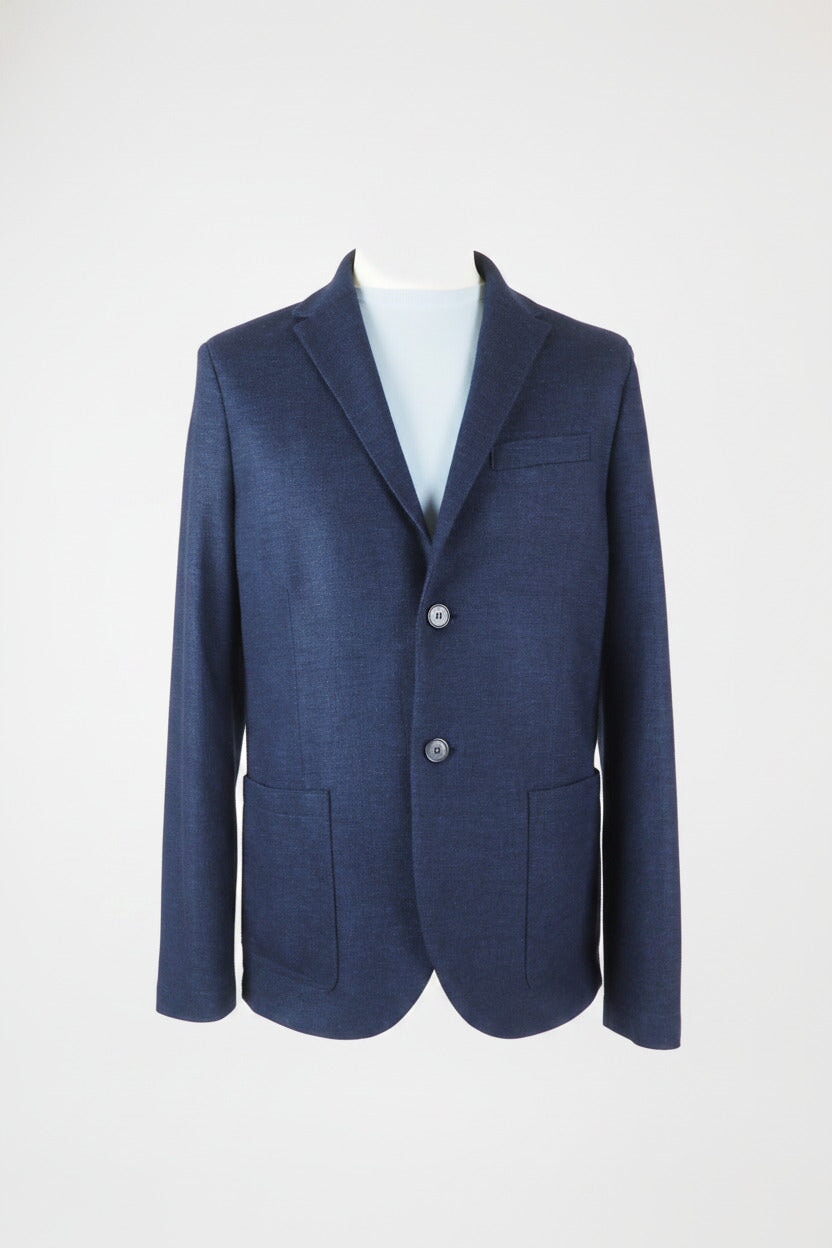 Herren Blazer aus extafeiner Merinowolle aus Vitale Barberis Stoff in Blau melangiert Herren Blazer Harris Wharf London 
