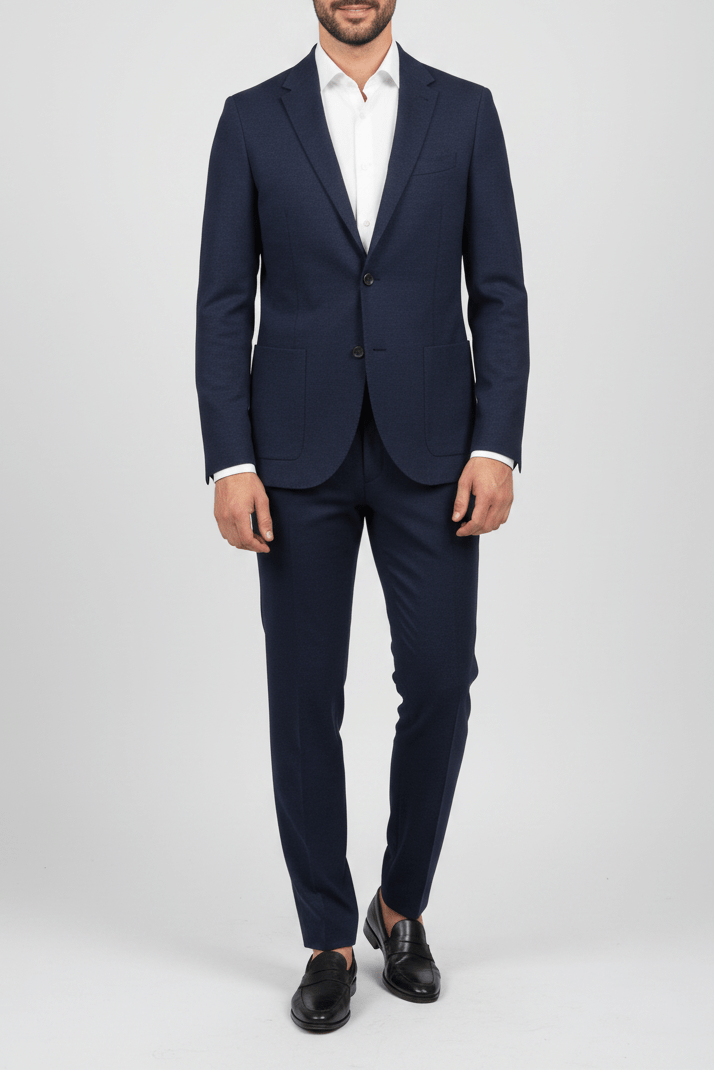 Herren Blazer aus extafeiner Merinowolle aus Vitale Barberis Stoff in Blau melangiert Herren Blazer Harris Wharf London 