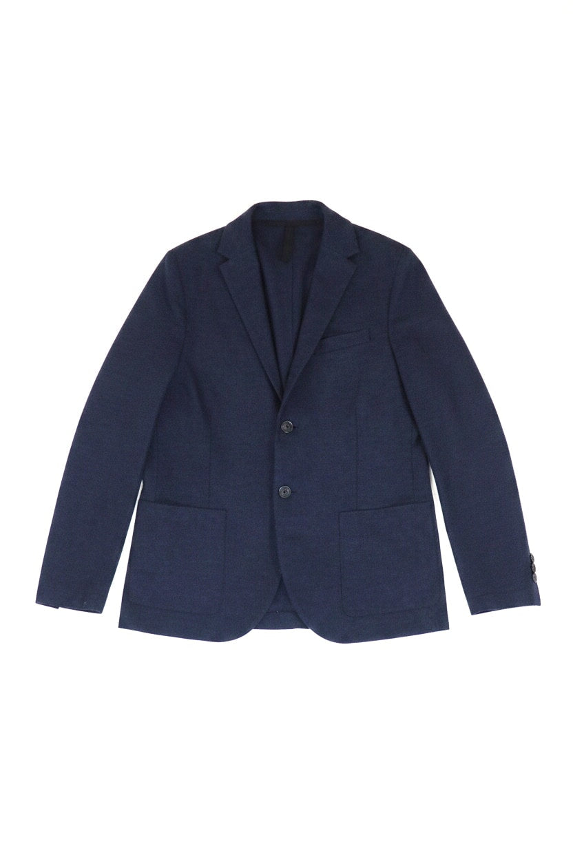 Herren Blazer aus extafeiner Merinowolle aus Vitale Barberis Stoff in Blau melangiert Herren Blazer Harris Wharf London 