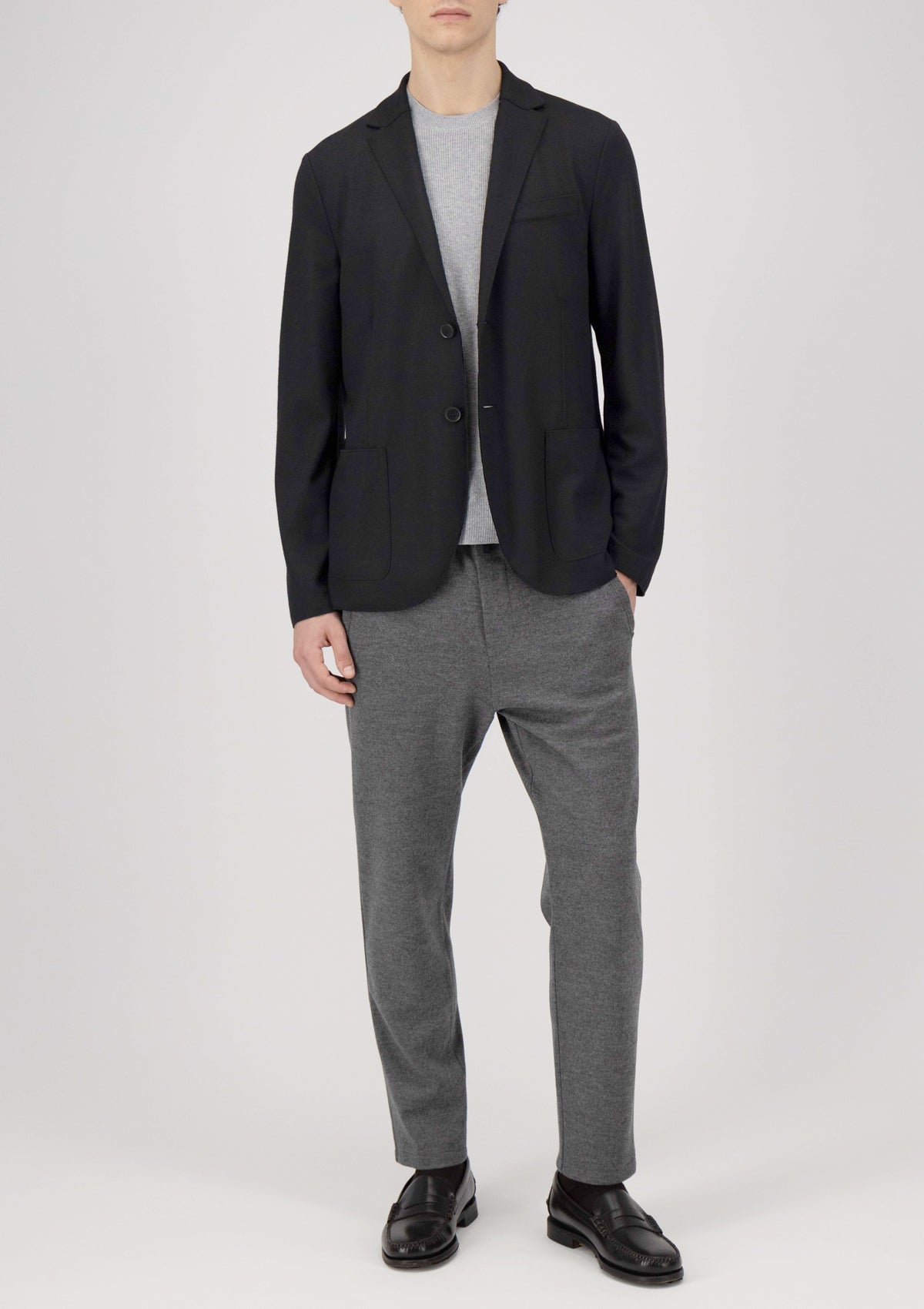 Herren Blazer aus extafeiner Merinowolle in Schwarz Herren Blazer Harris Wharf London 
