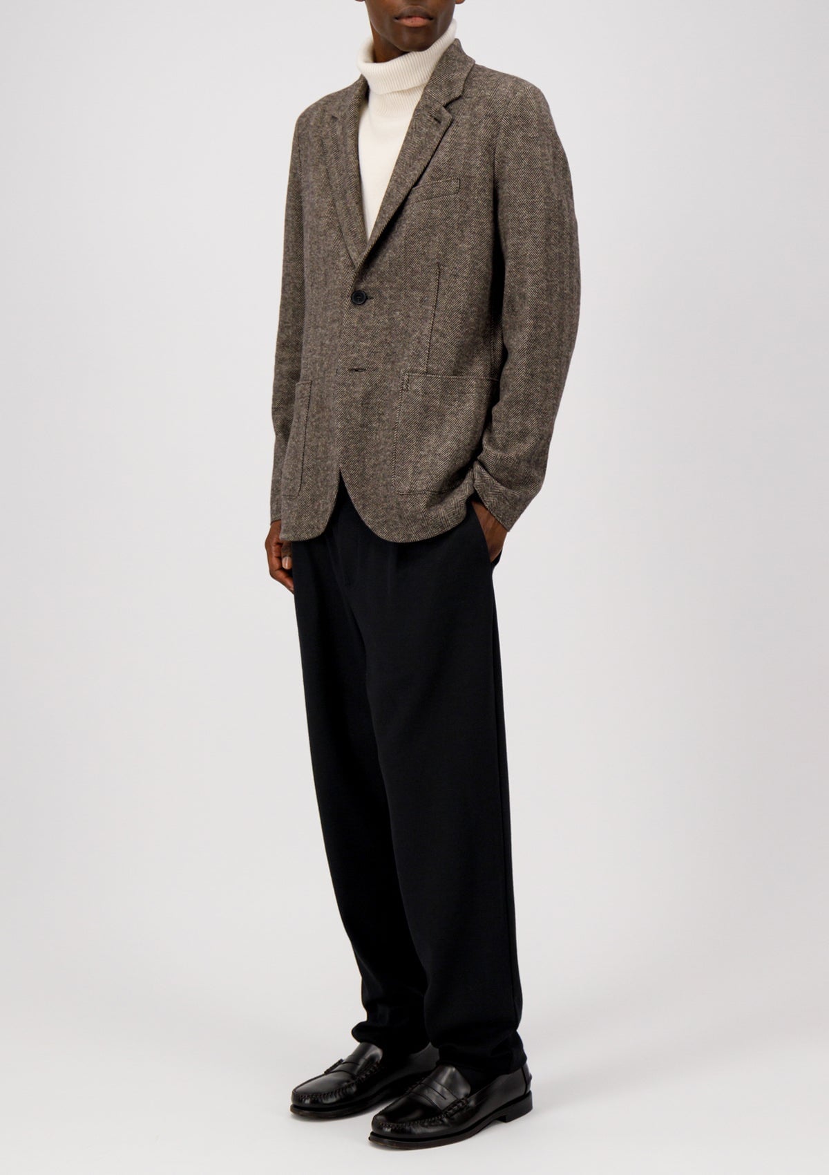 Herren Blazer im Fischgrätenmuster in Beige Herren Blazer Harris Wharf London 