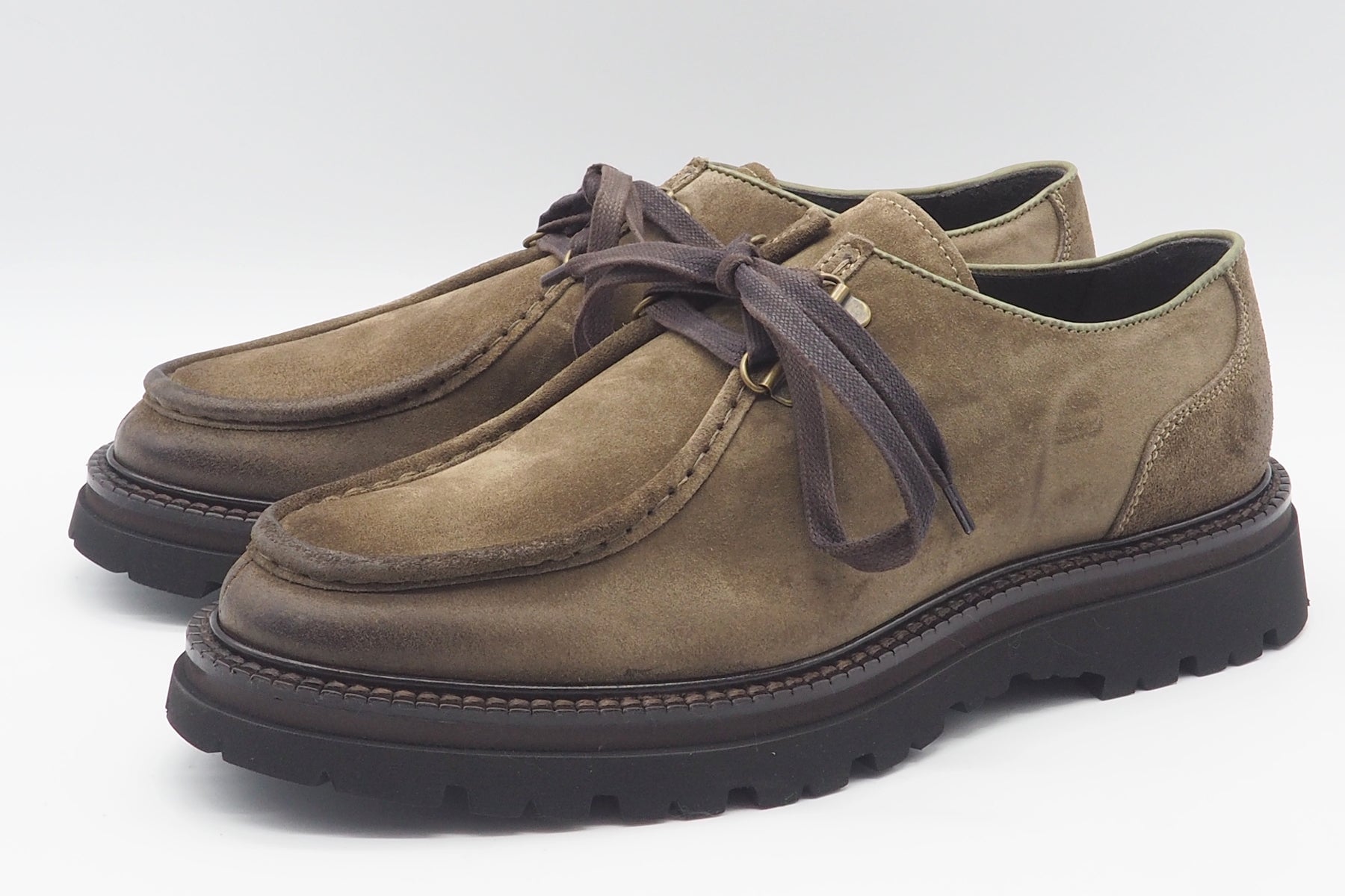 Herren Mokassinschürer aus Veloursleder Braun auf Micorzellboden Herren Slipper & Mokassins Corvari 