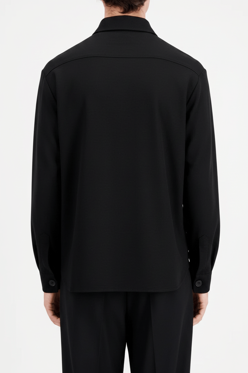 Herren Overshirt aus extra feiner Merinowolle in Schwarz mit Taschen Herren Blazer Harris Wharf London 