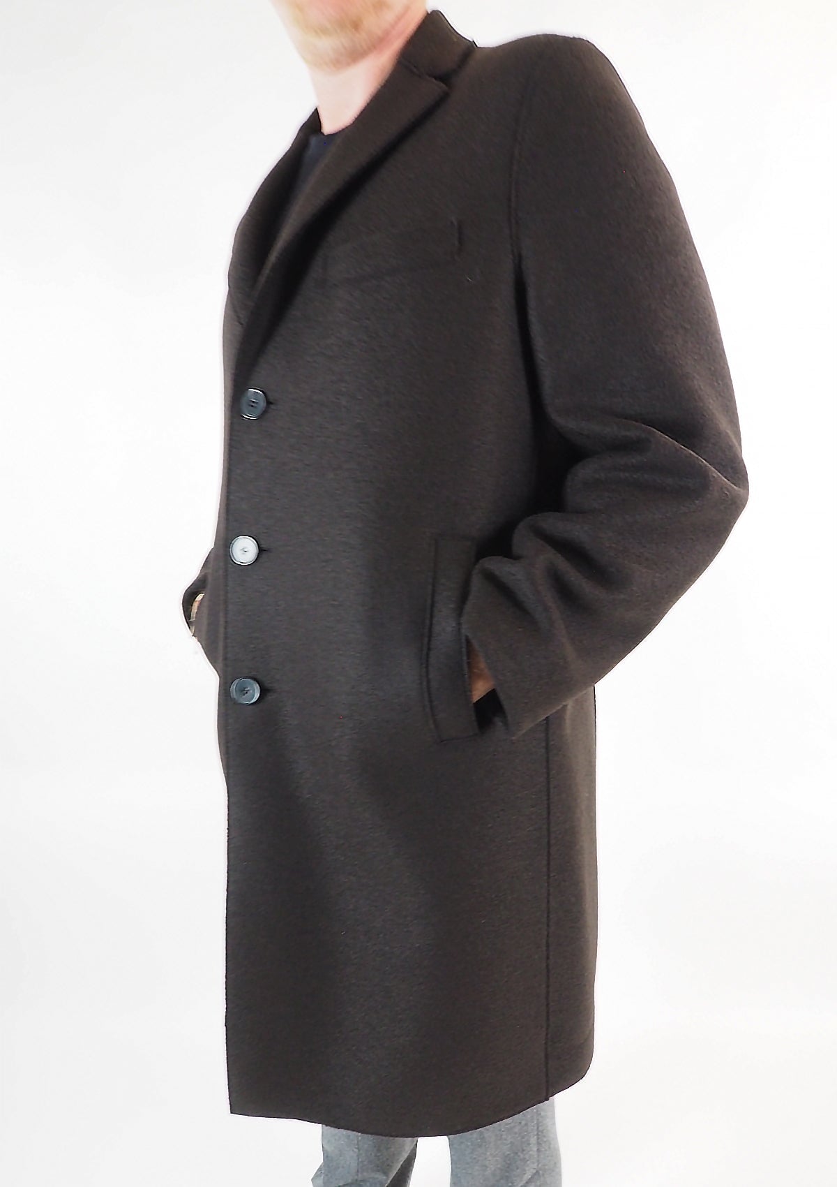 Herren Oversized Mantel aus gepresster Merinowolle in Dunkelbraun Herren Mantel Harris Wharf London 