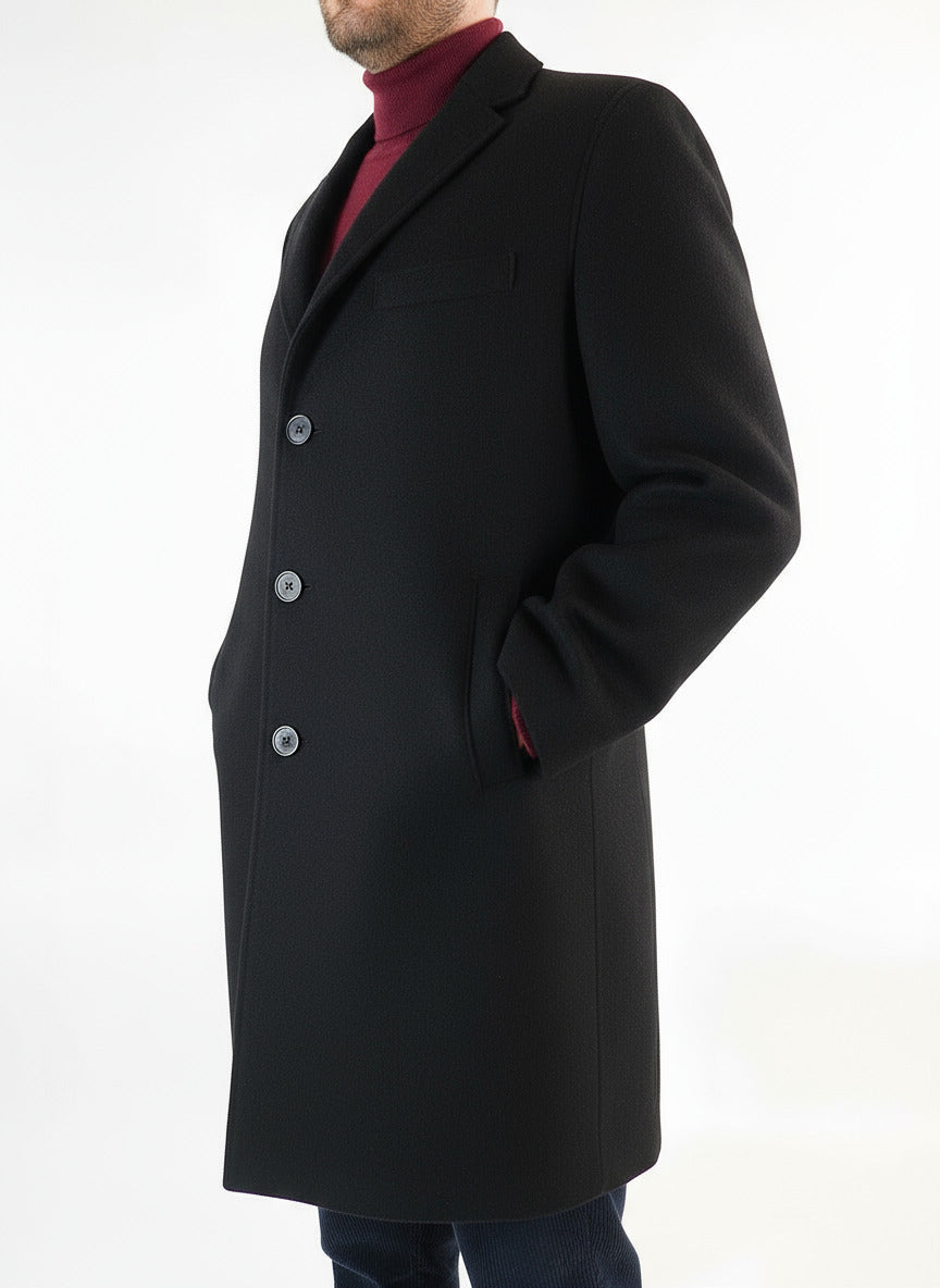 Herren Oversized Mantel aus gepresster Merinowolle in Dunkelbraun Herren Mantel Harris Wharf London 