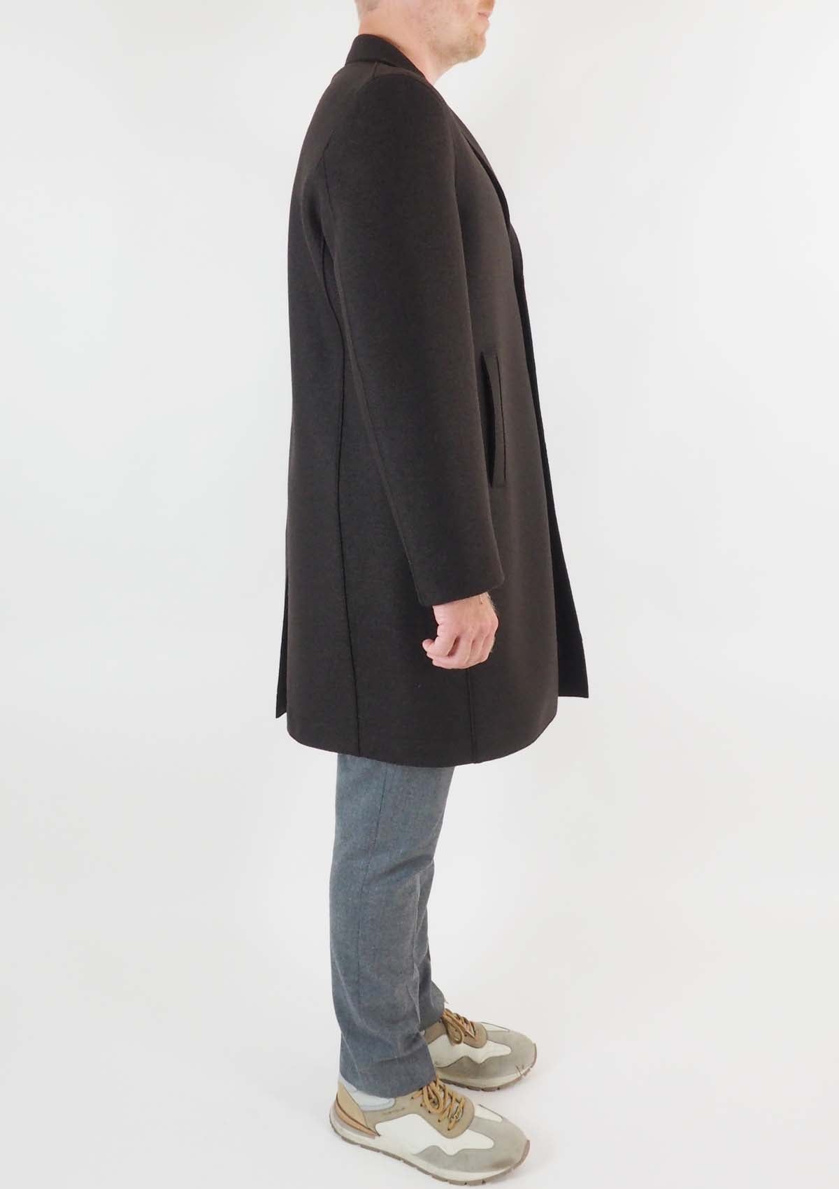 Herren Oversized Mantel aus gepresster Merinowolle in Dunkelbraun Herren Mantel Harris Wharf London 
