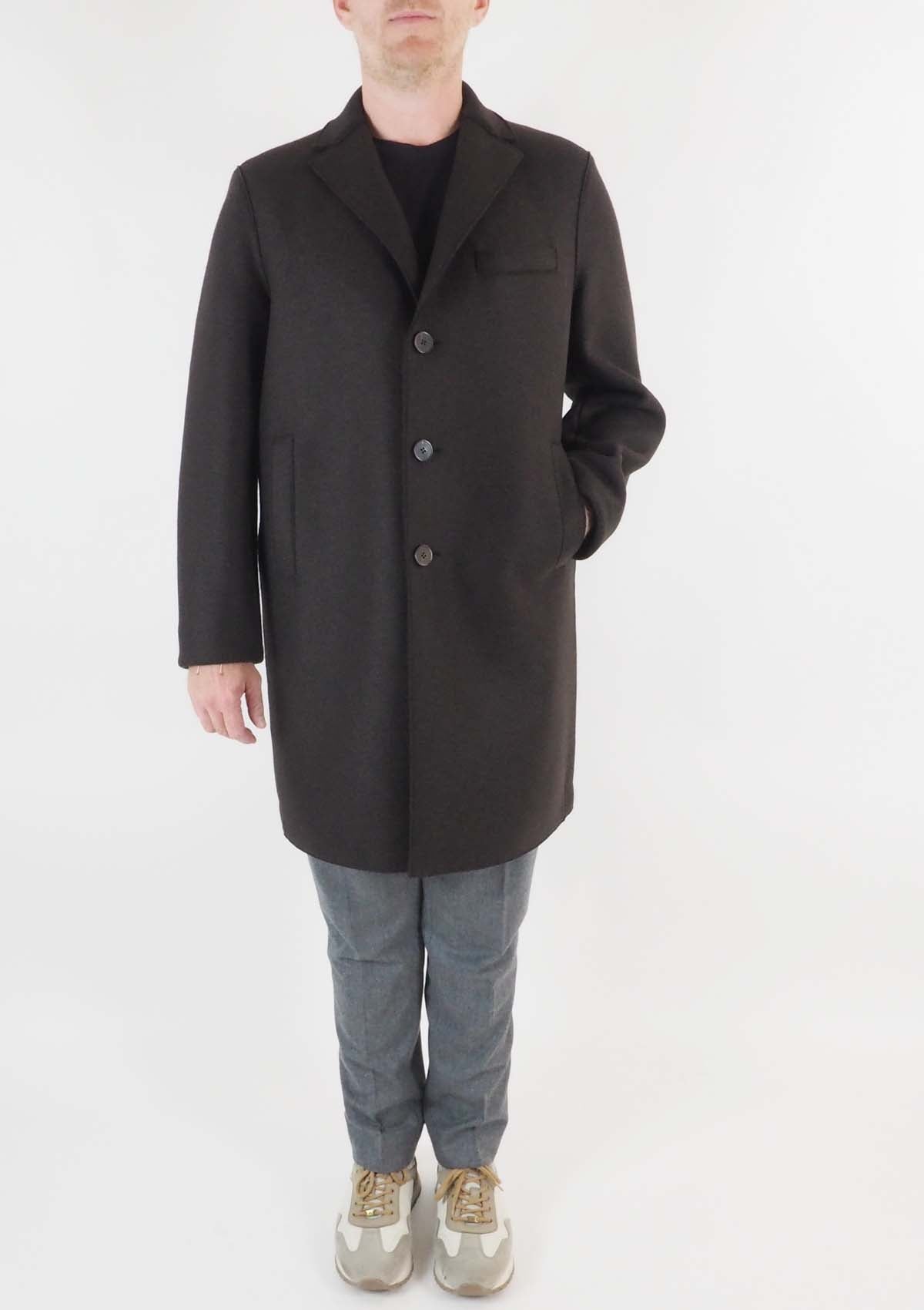 Herren Oversized Mantel aus gepresster Merinowolle in Dunkelbraun Herren Mantel Harris Wharf London 