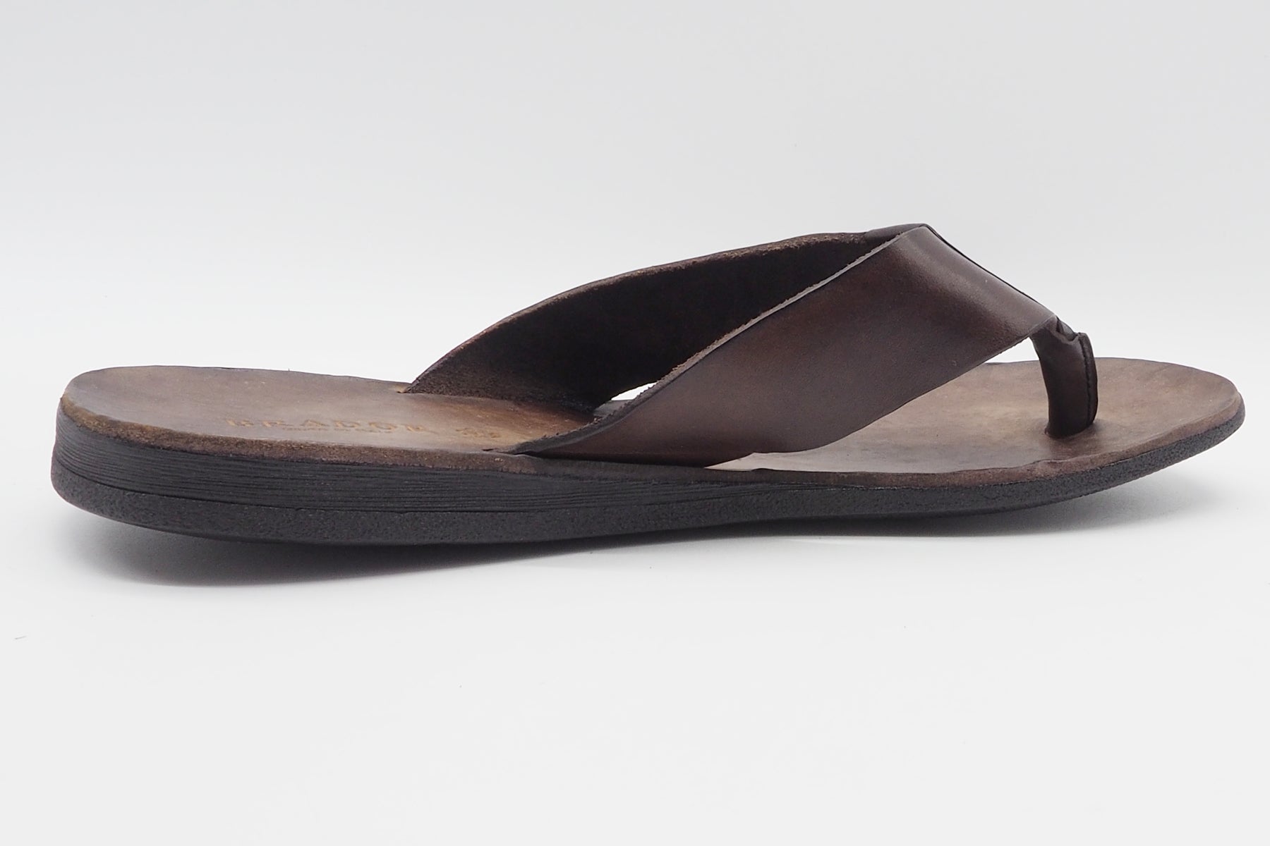 Herren Pantolette mit Zehentrenner aus Leder in Rotbraun - Handgemacht Herren Sommer Schuhe Brador 