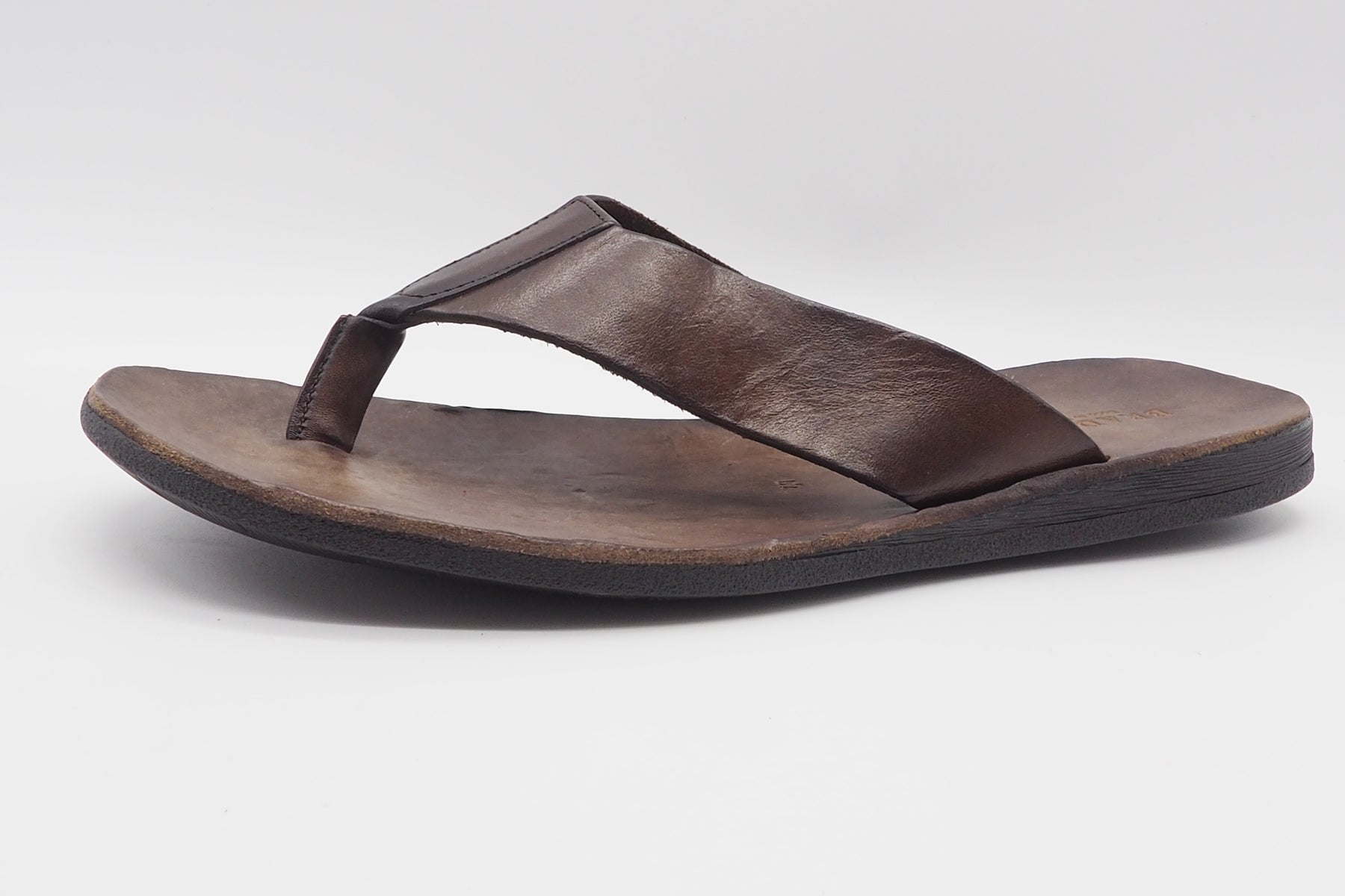 Herren Pantolette mit Zehentrenner aus Leder in Rotbraun - Handgemacht Herren Sommer Schuhe Brador 