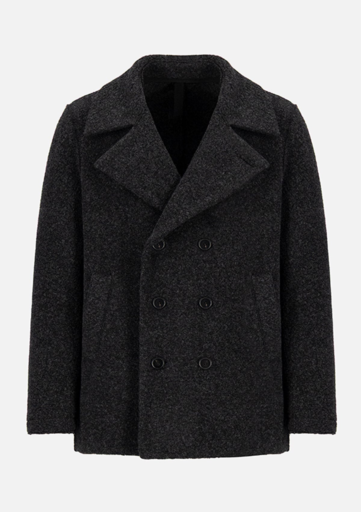 Herren Peacoat aus Bouclé in Anthrazit Herren Mantel Harris Wharf London 