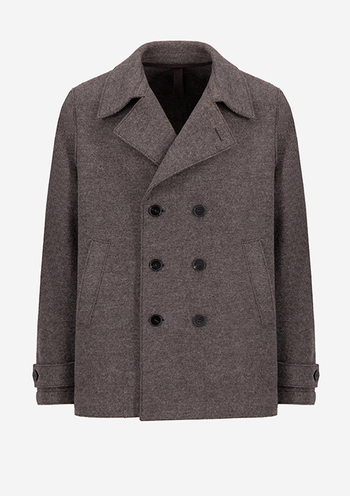 Herren Peacoat aus gekochter Wolle in Braun meliert Herren Mantel Harris Wharf London 