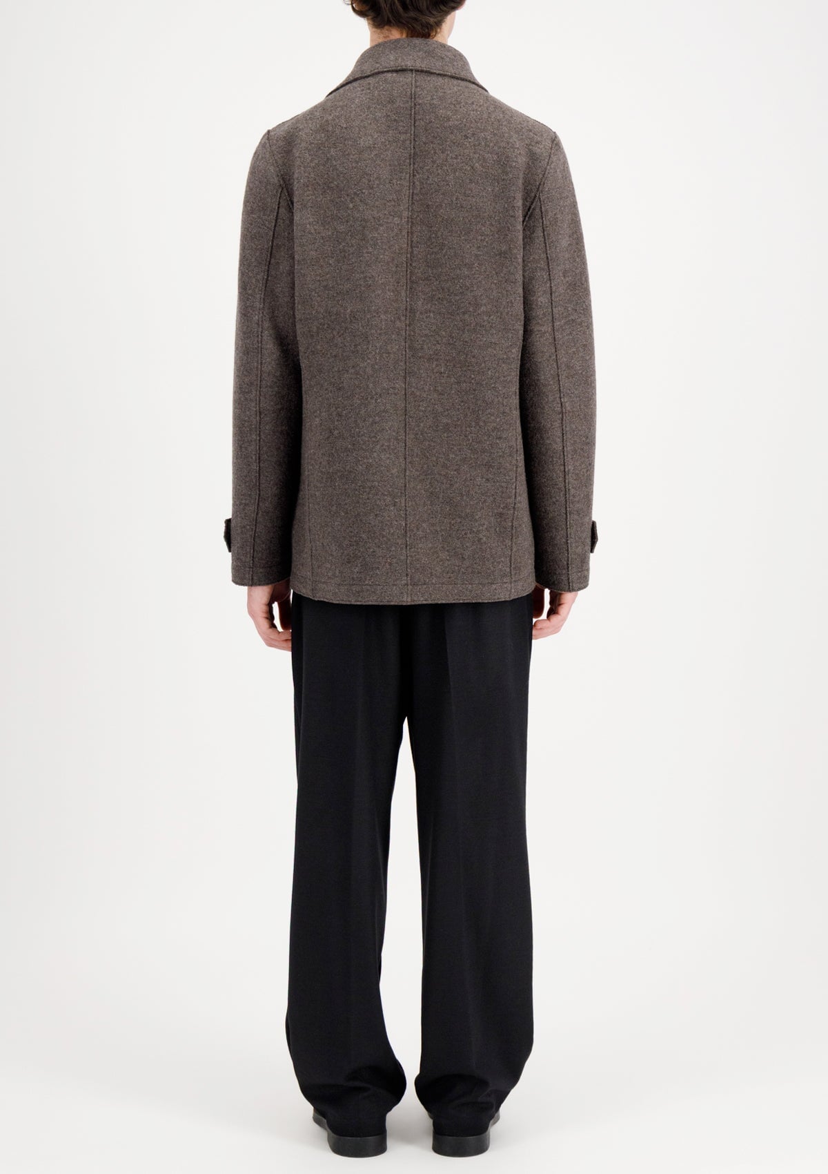 Herren Peacoat aus gekochter Wolle in Braun meliert Herren Mantel Harris Wharf London 