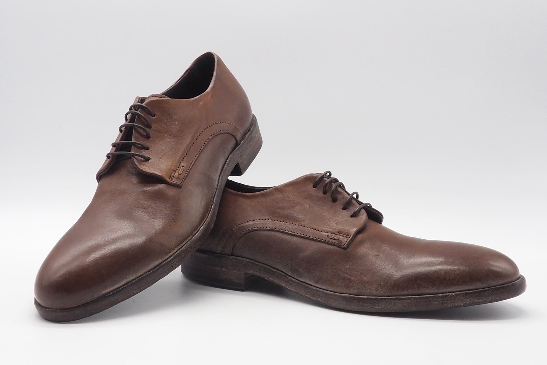 Herren Schnürschuh in Braun im Vintagestil mit Leder-& Gummisohle Herren Klassik modern Moma 