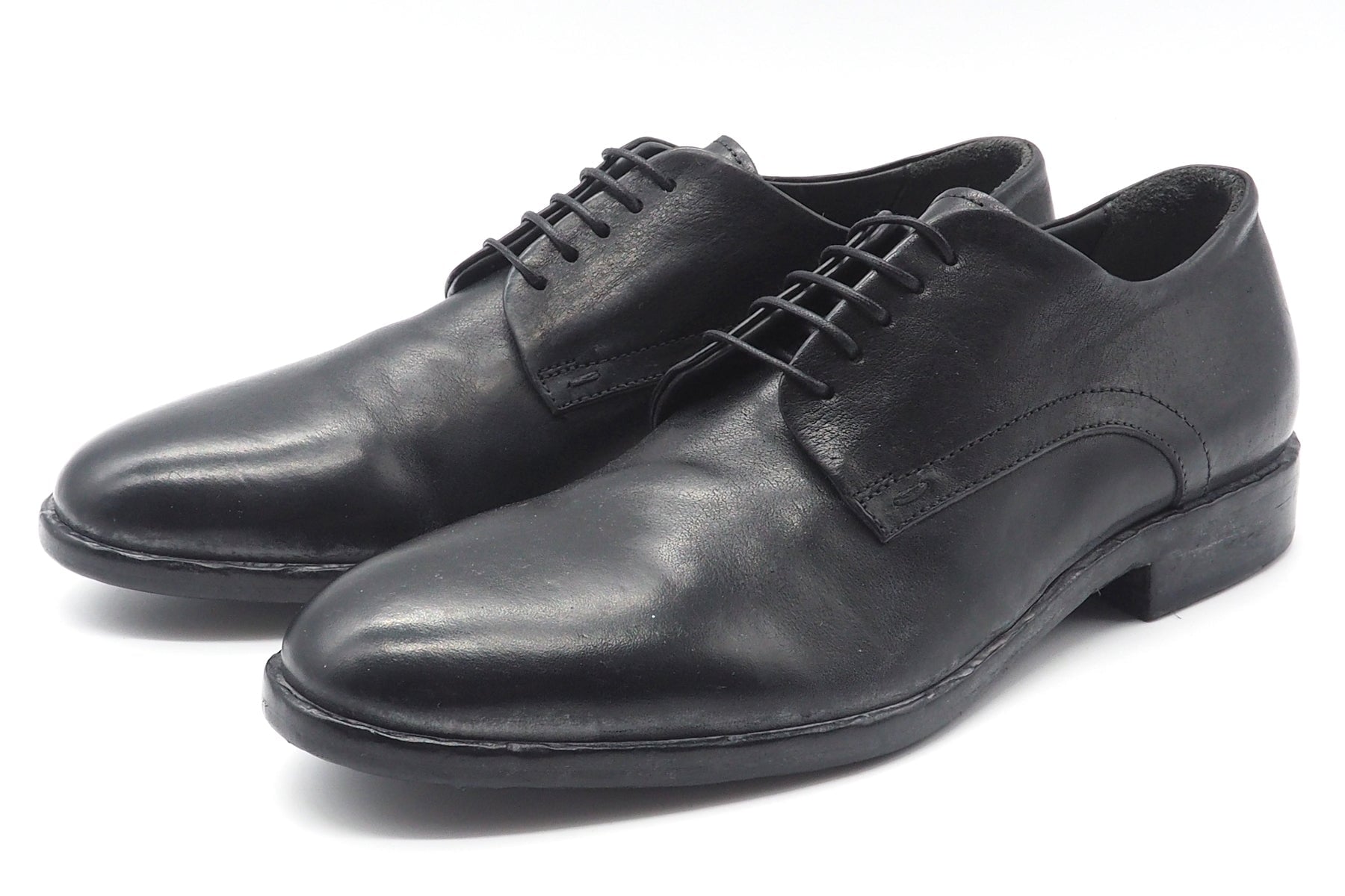 Herren Schnürschuh in Schwarz im Vintagestil mit Leder-& Gummisohle Herren Klassik modern Moma 