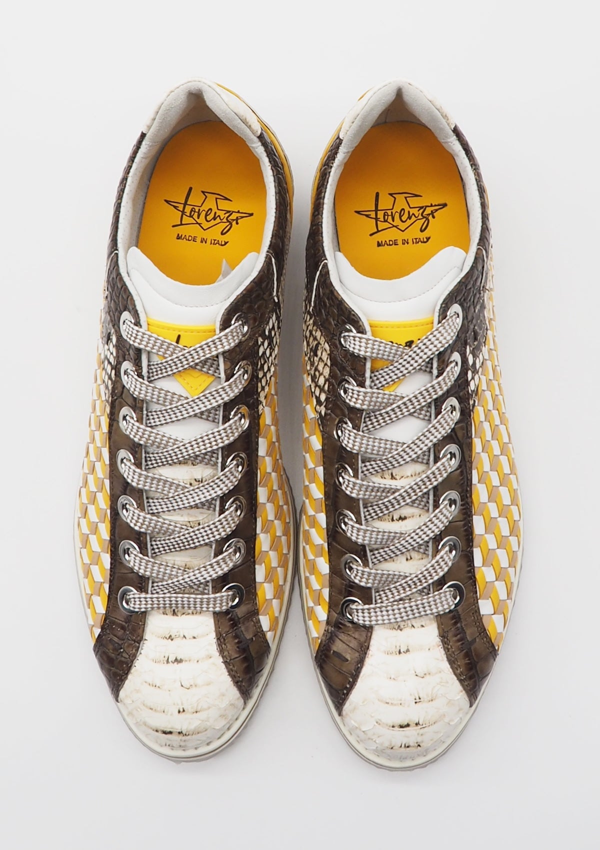 Lorenzi Herren Sneaker aus geflochtenem Leder in Multicolor