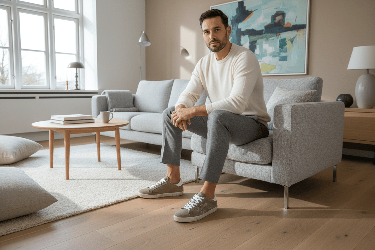 Herren Sneaker aus Veloursleder Beige im Vitagelook - Steven Herren Sneaker Premiata 