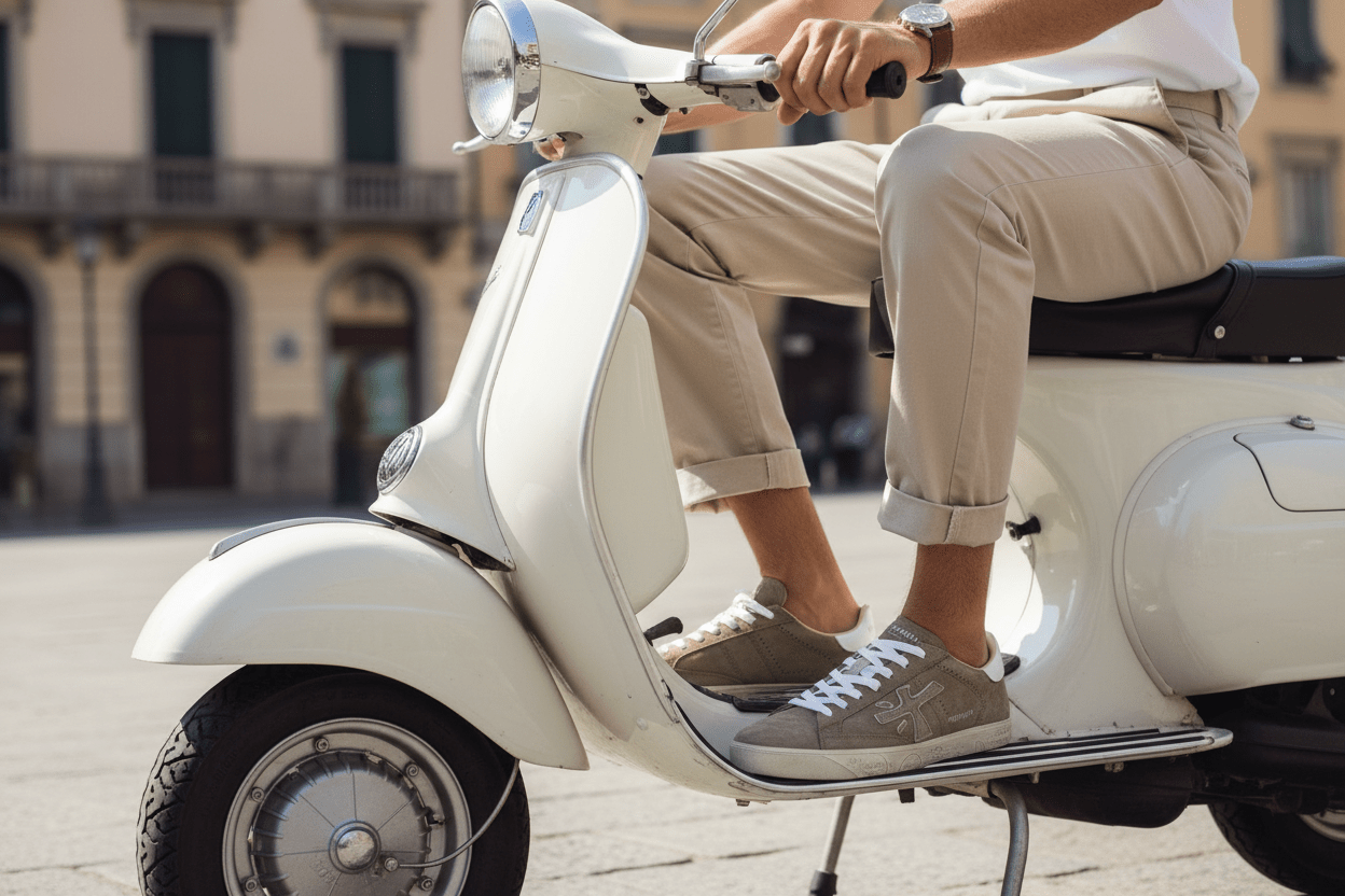 Herren Sneaker aus Veloursleder Beige im Vitagelook - Steven Herren Sneaker Premiata 