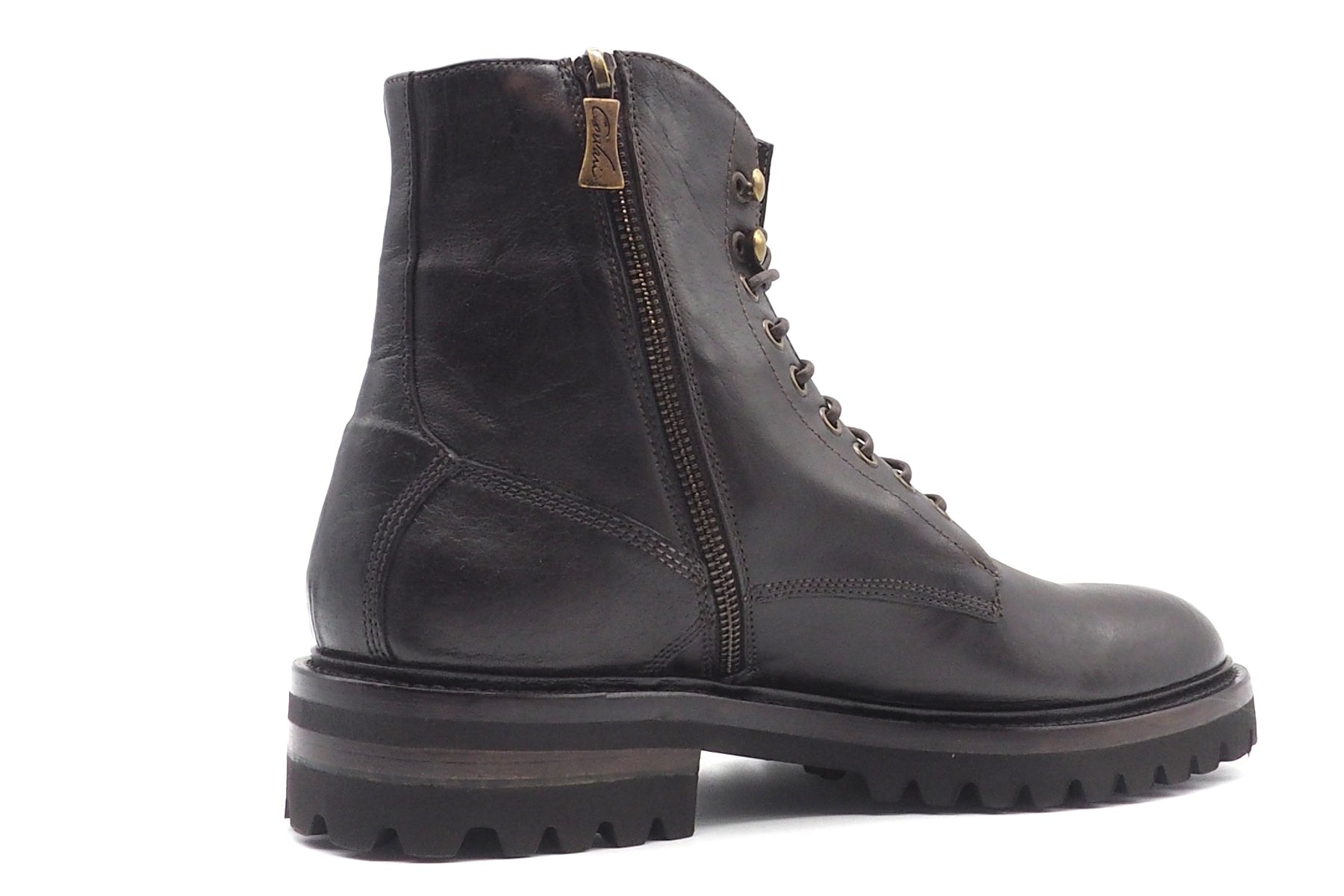 Herren Stiefeletten aus geöltem Leder in Dunkelbraun mit Reissverschluss Herren Stiefeletten Corvari 