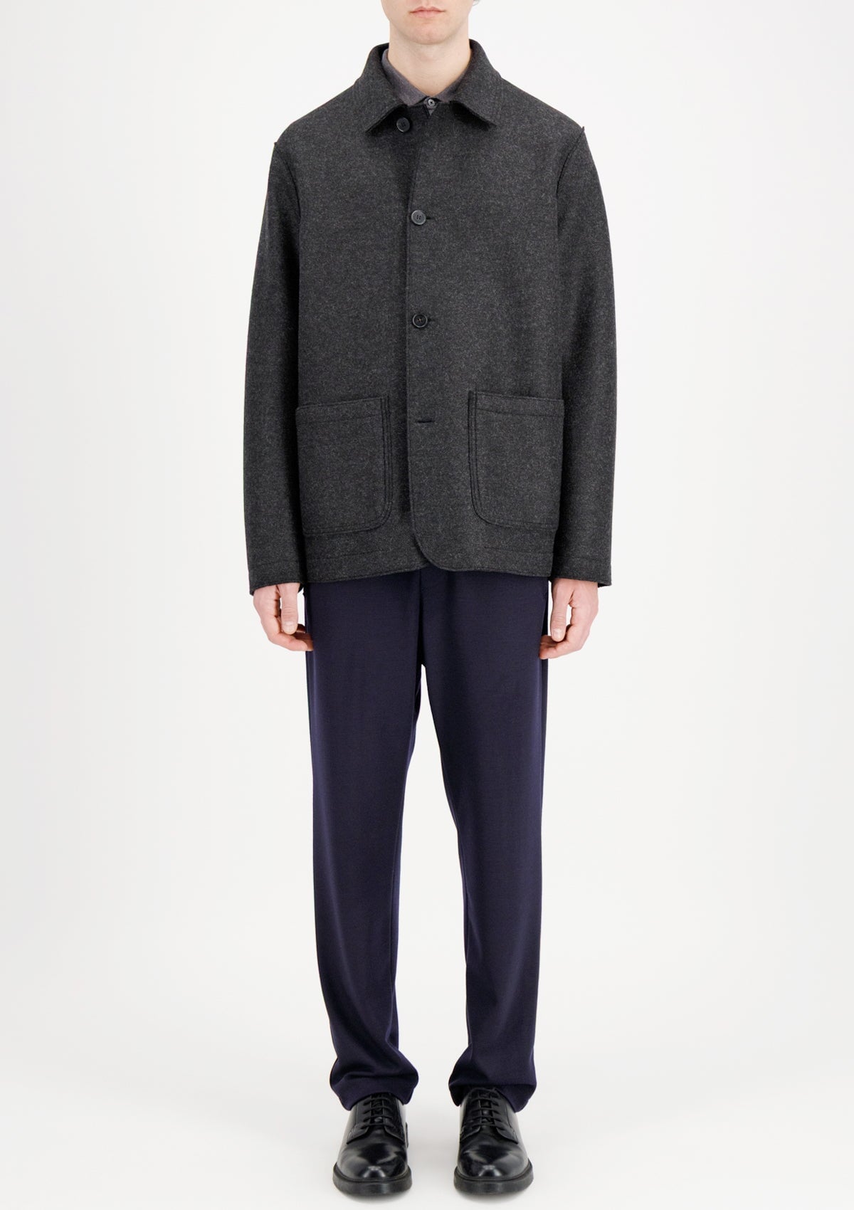 Herren Utility Jacket aus verdichteter Wolle in Anthrazit Herren Mantel Harris Wharf London 