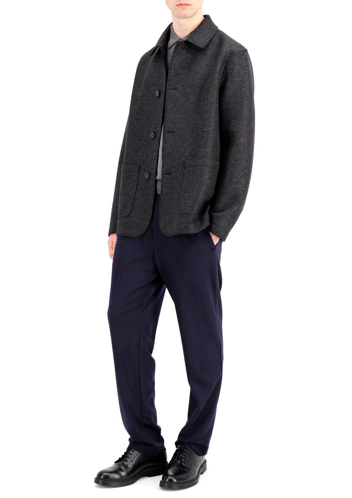 Herren Utility Jacket aus verdichteter Wolle in Anthrazit Herren Mantel Harris Wharf London 