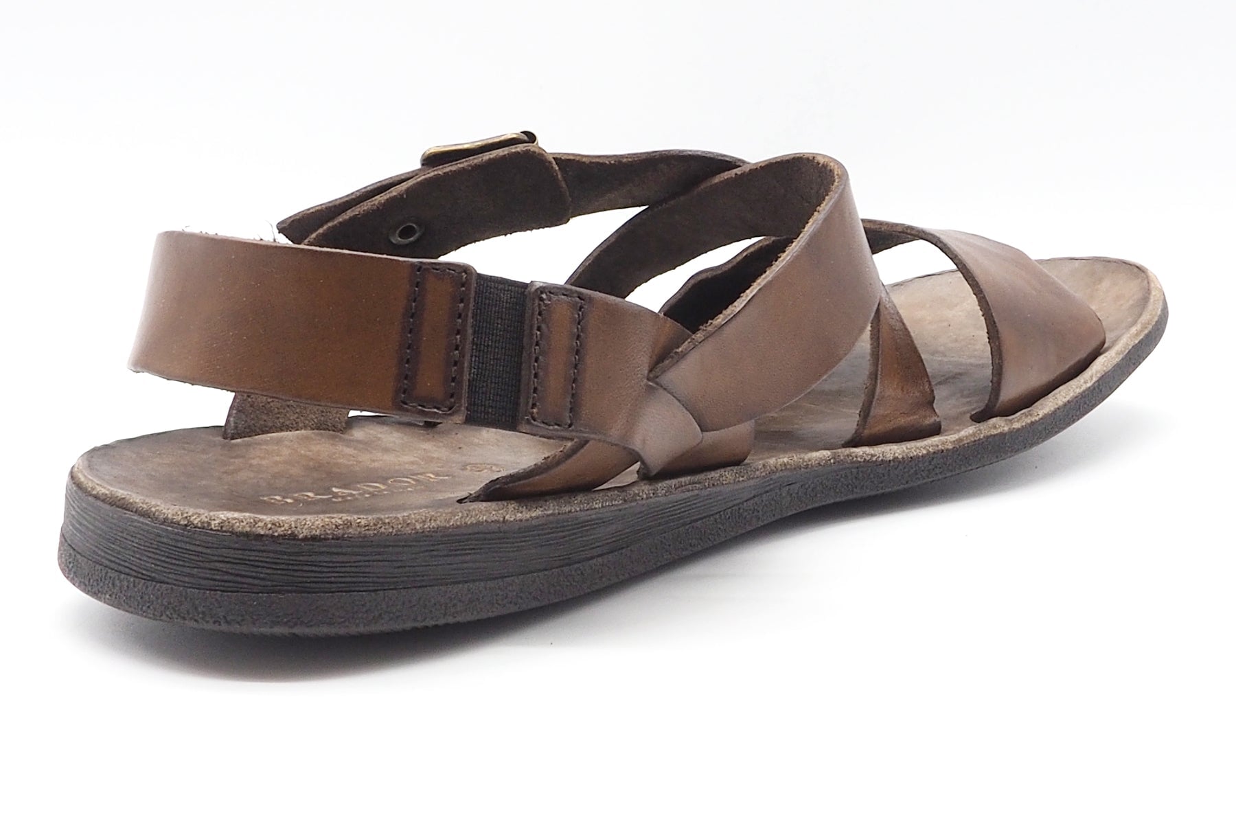 Herrensandale aus Naturleder mit Ristbandage in Mittelbraun Herren Sommer Schuhe Brador 