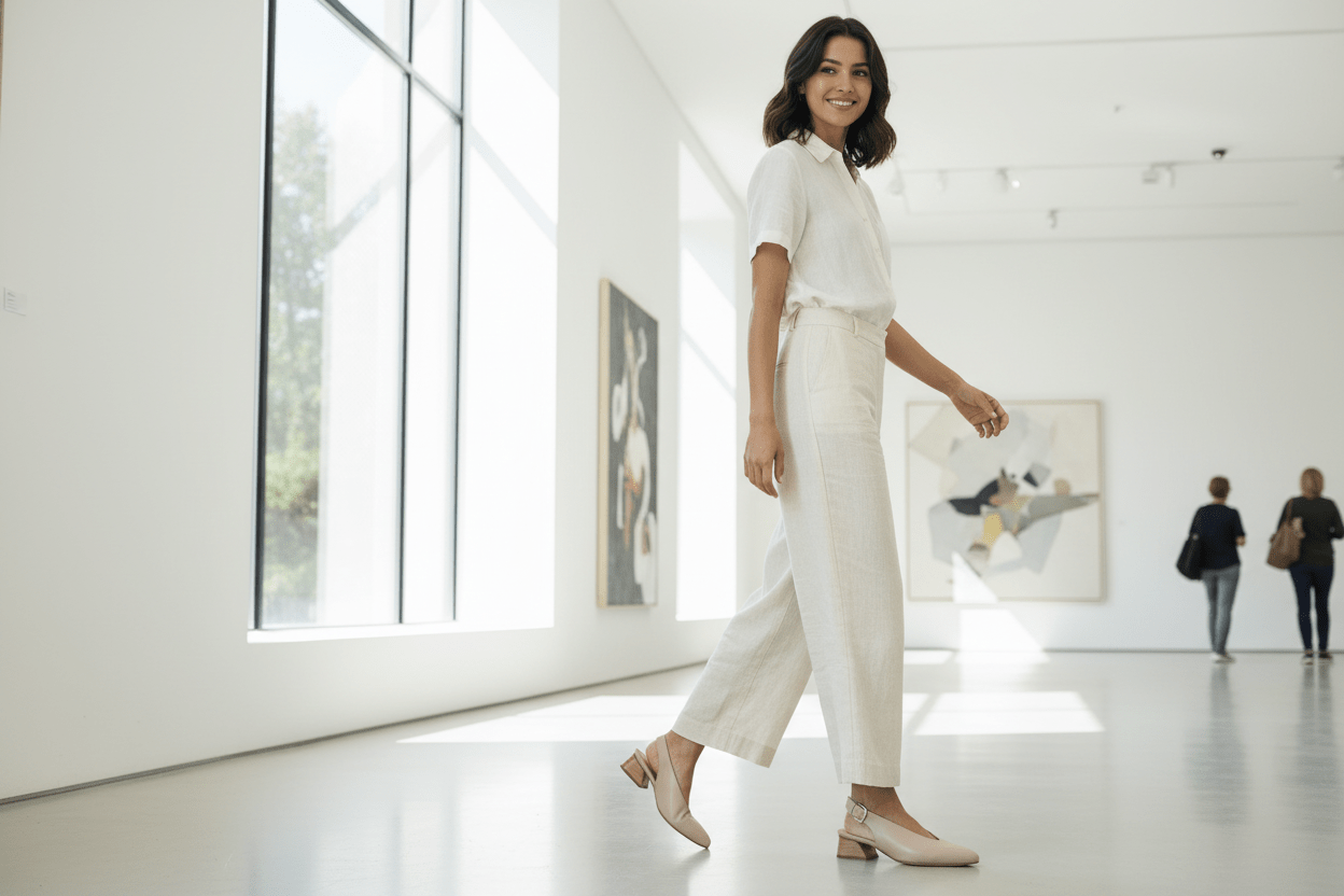 Klassischer Damen Sling aus Leder in Skin - 3 cm Absatz Damen Sling Brunate 