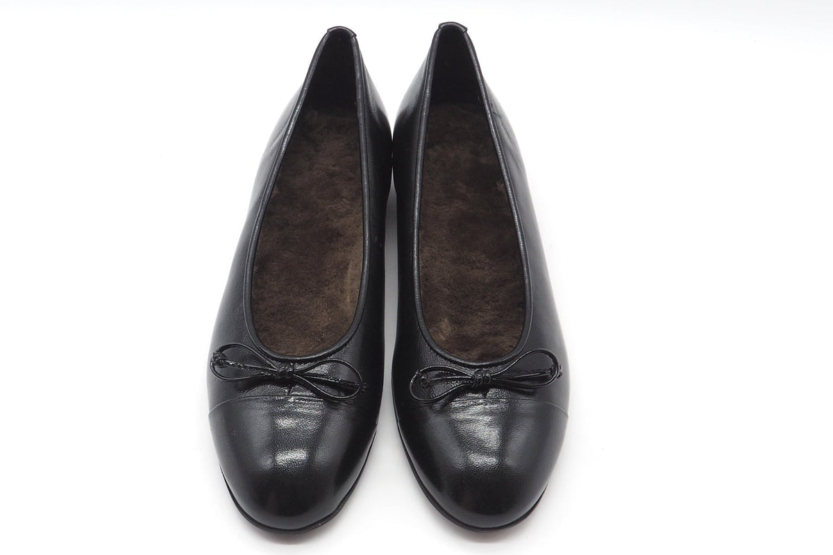 Lammfell gefütteter Damen Ballerina aus softem Lackleder in Schwarz - 1,5 cm Absatz Damen Ballerinas Brunate 