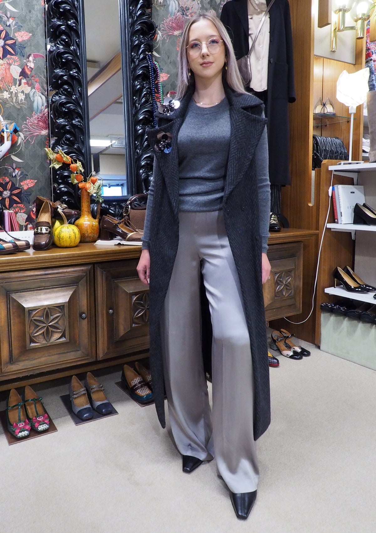 Lange Damenhose aus Viskose in Grau Damen Ready to wear Fashion SIYU 