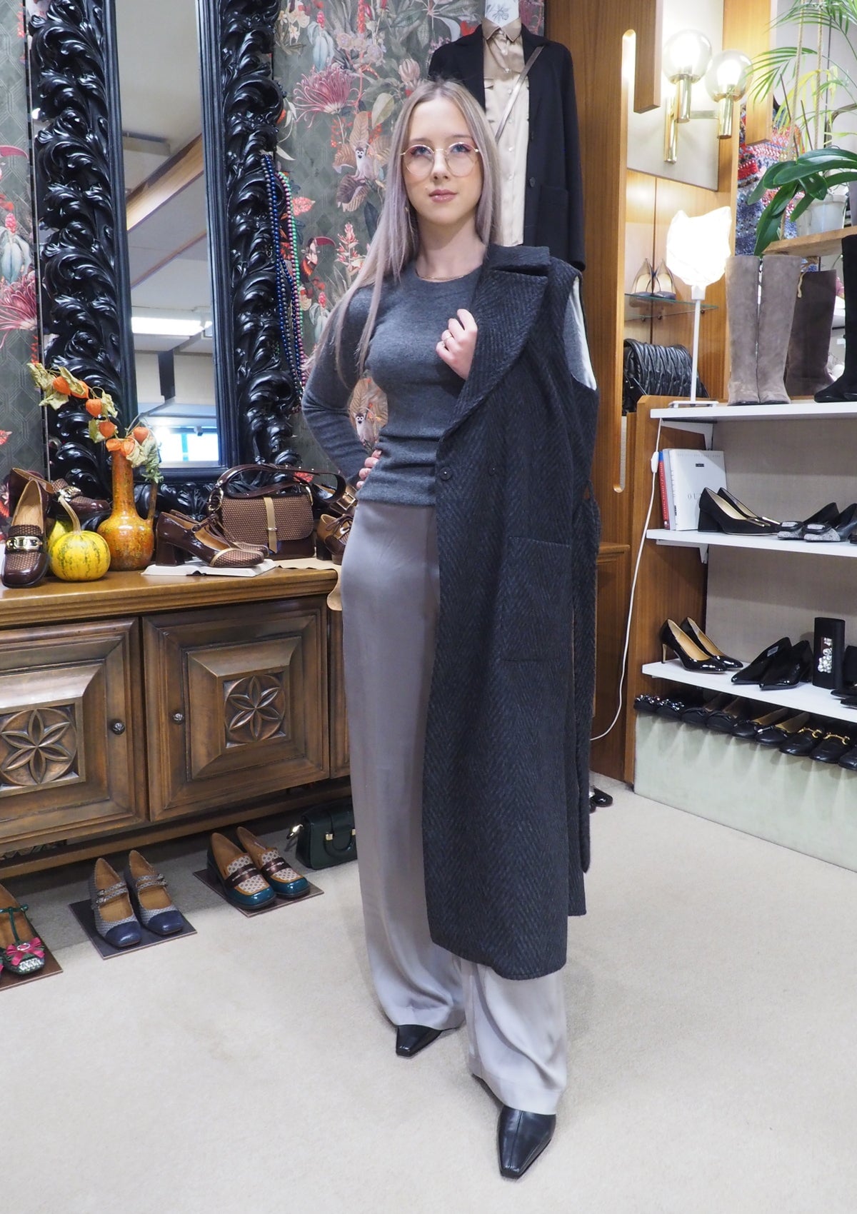 Lange Damenhose aus Viskose in Grau Damen Ready to wear Fashion SIYU 