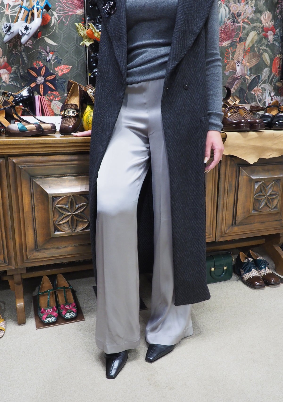 Lange Damenhose aus Viskose in Grau Damen Ready to wear Fashion SIYU 