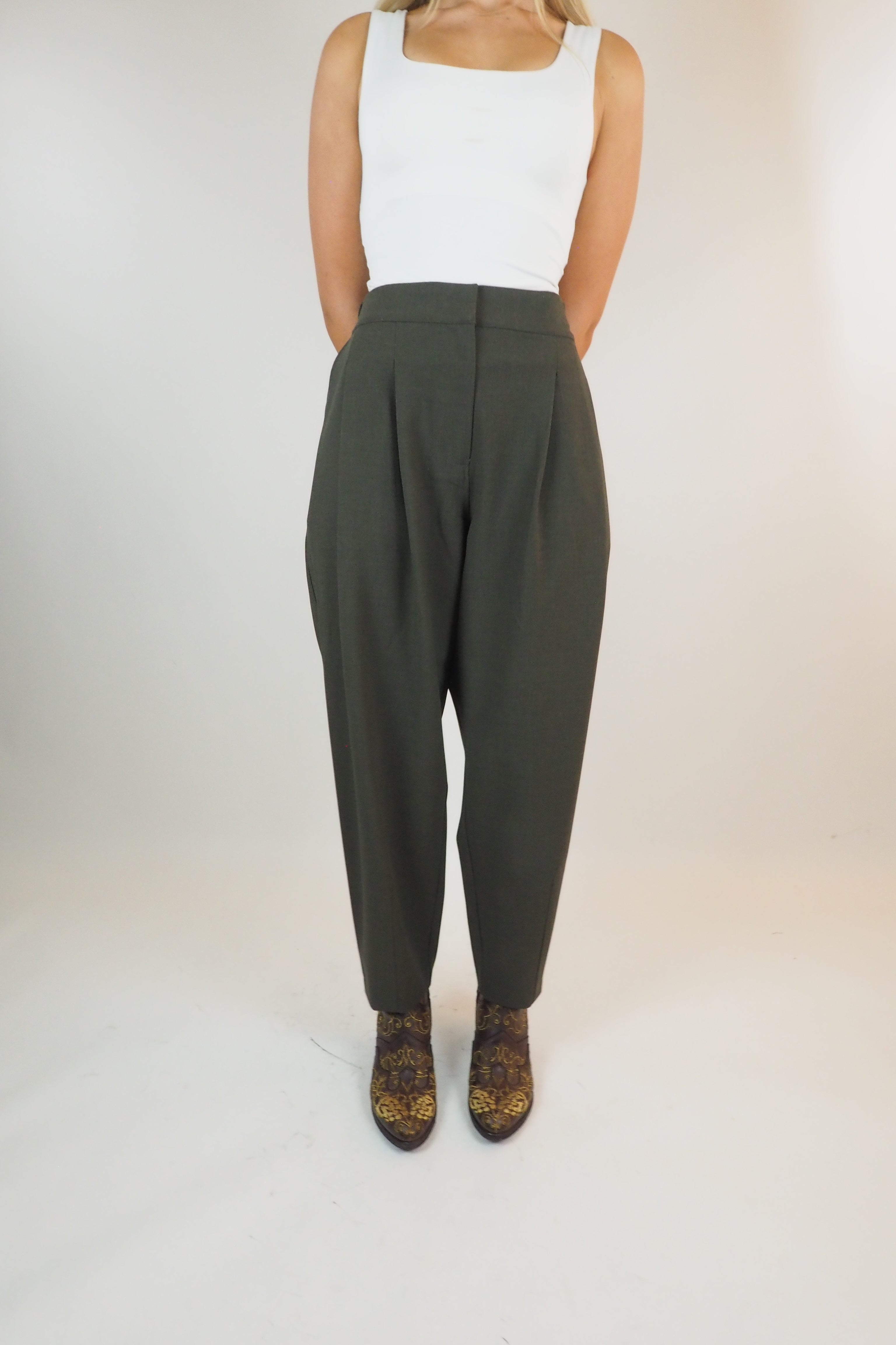 Lange Damenhose mit Falte aus Viskose & Polyester in Kaki Damen Hose Psophia 