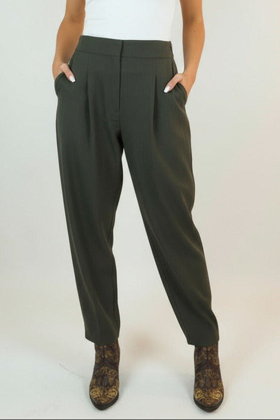 Lange Damenhose mit Falte aus Viskose & Polyester in Kaki Damen Hose Psophia 