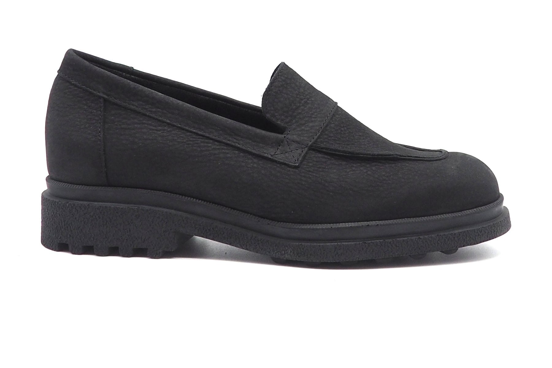 Lässiger Damen Loafer aus Nubukleder in Schwarz mit Kautschuksohle - Homock Damen Loafers & Schnürer Arche 