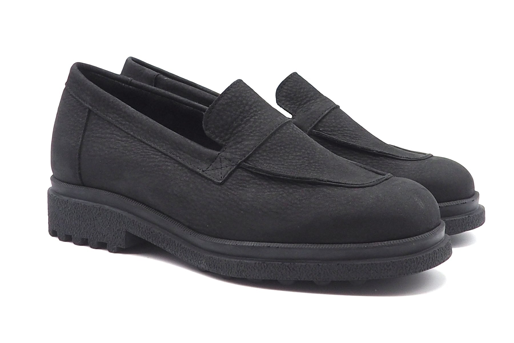 Lässiger Damen Loafer aus Nubukleder in Schwarz mit Kautschuksohle - Homock Damen Loafers & Schnürer Arche 