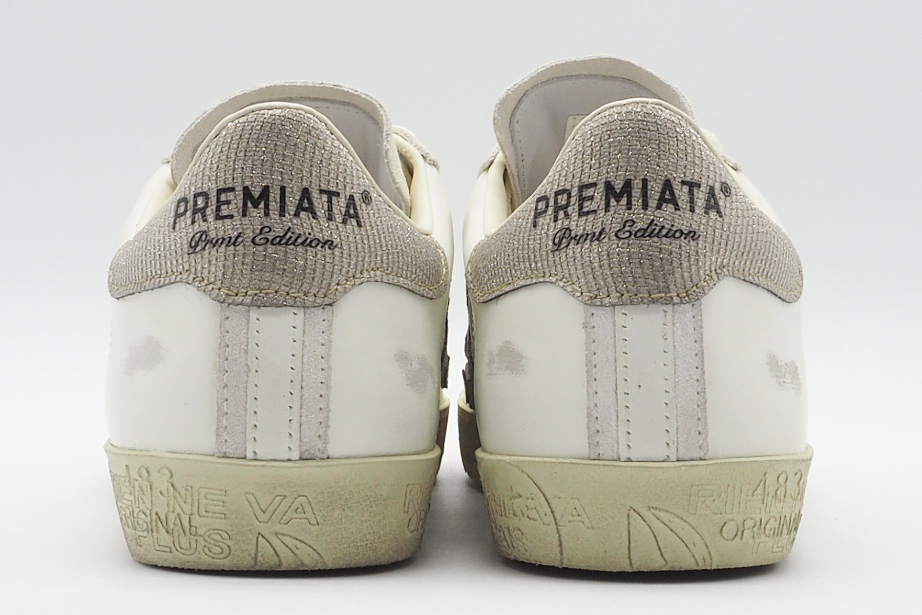 Lässiger Damen Sneaker aus Leder mit used Effekten in Offwhite - Steven Damen Sneaker Premiata 