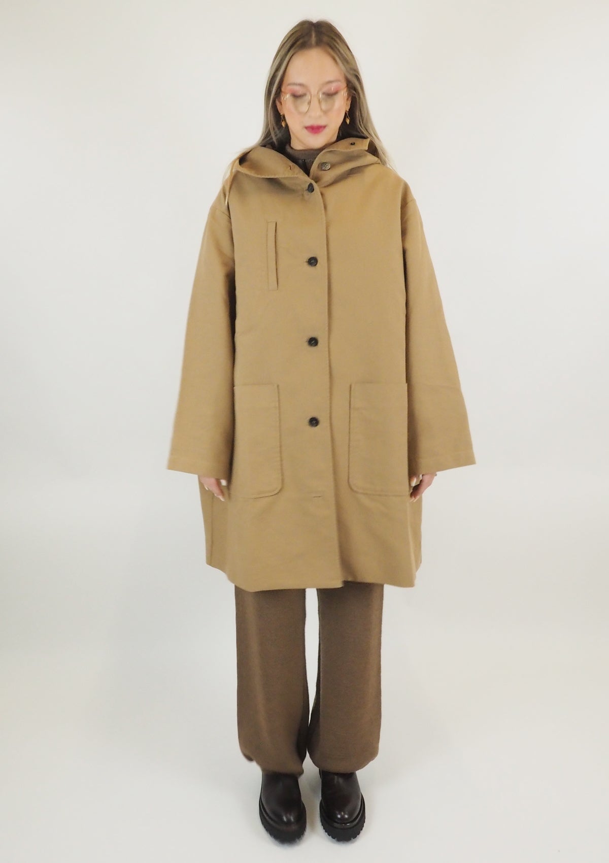 Oversized Damenmantel aus Baumwolle in Braun Damen Ready to wear Fashion Hannes Roether 