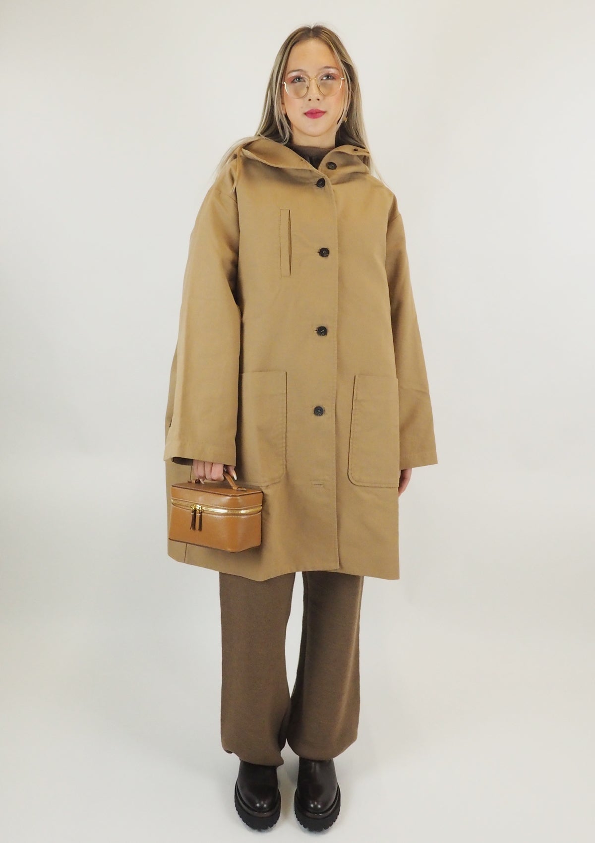 Oversized Damenmantel aus Baumwolle in Braun Damen Ready to wear Fashion Hannes Roether 