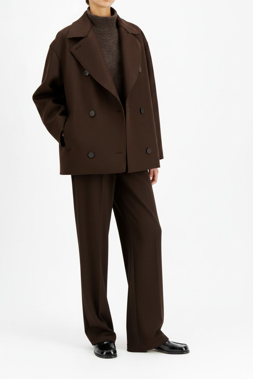 Position 2: To Do: Doppelreihige Damen Jacke aus feinster Wolle in Dunkelbraun Damen Mantel Harris Wharf London 
