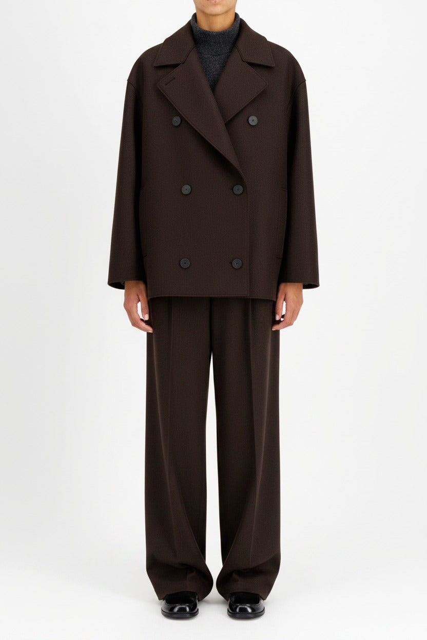 Position 2: To Do: Doppelreihige Damen Jacke aus feinster Wolle in Dunkelbraun Damen Mantel Harris Wharf London 