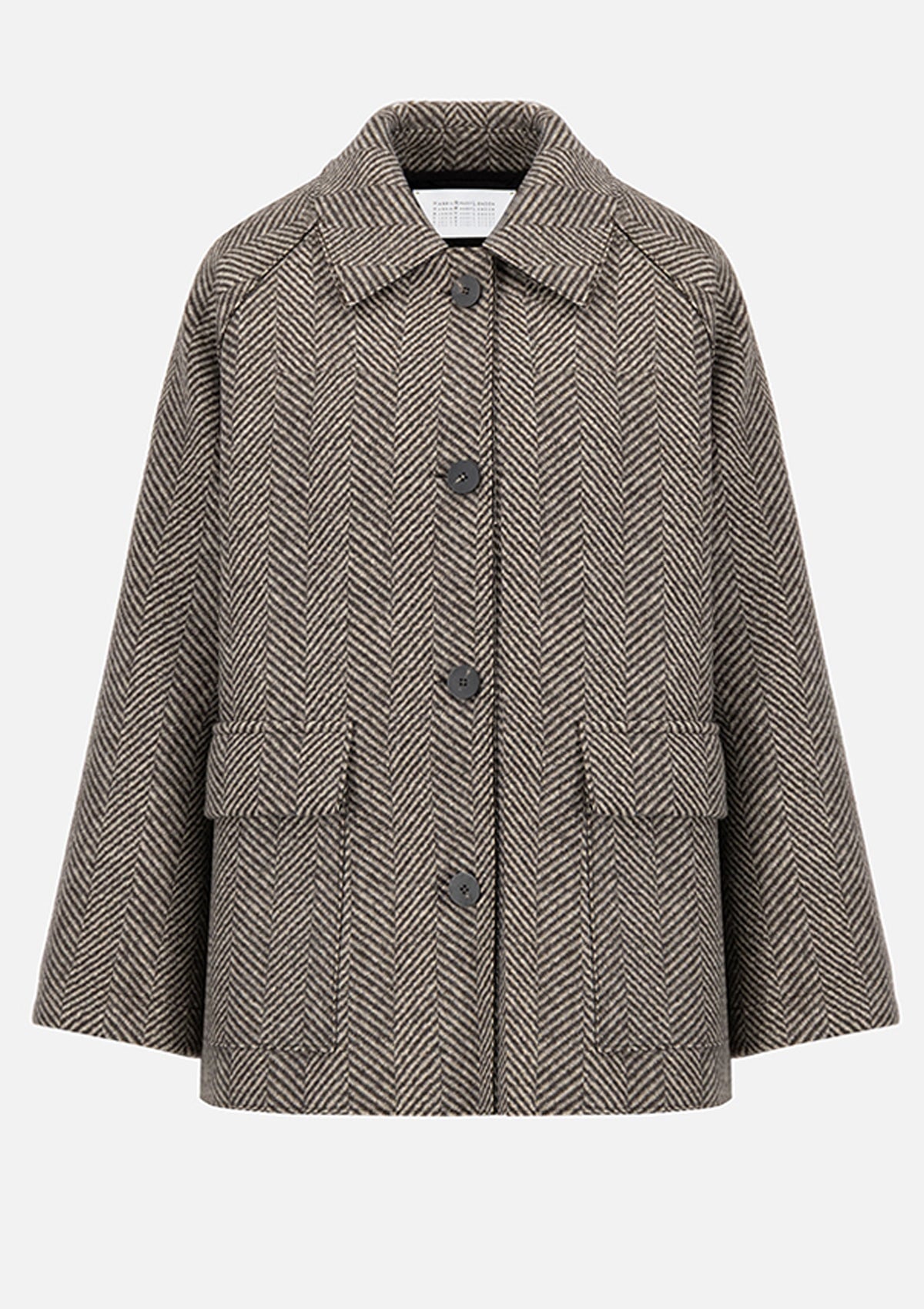 Position 4: Damen Raglan Jacke in Kaschmischung im Fischkrätmuster Creme & Braun Damen Mantel Harris Wharf London 