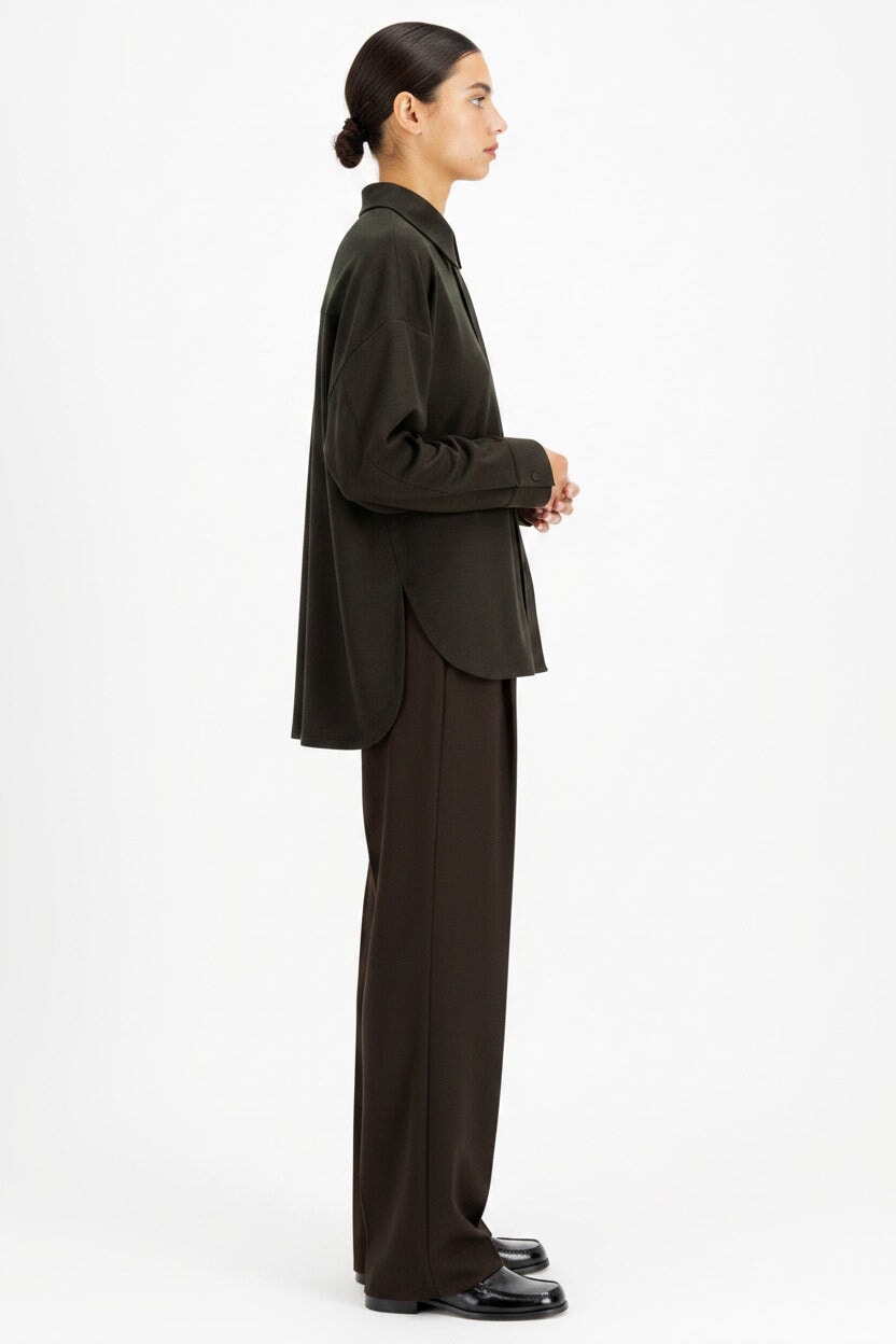 Position 6: Damen Overshirt aus Superfeiner Merinowolle in Dunkelbraun Damen Mantel Harris Wharf London 