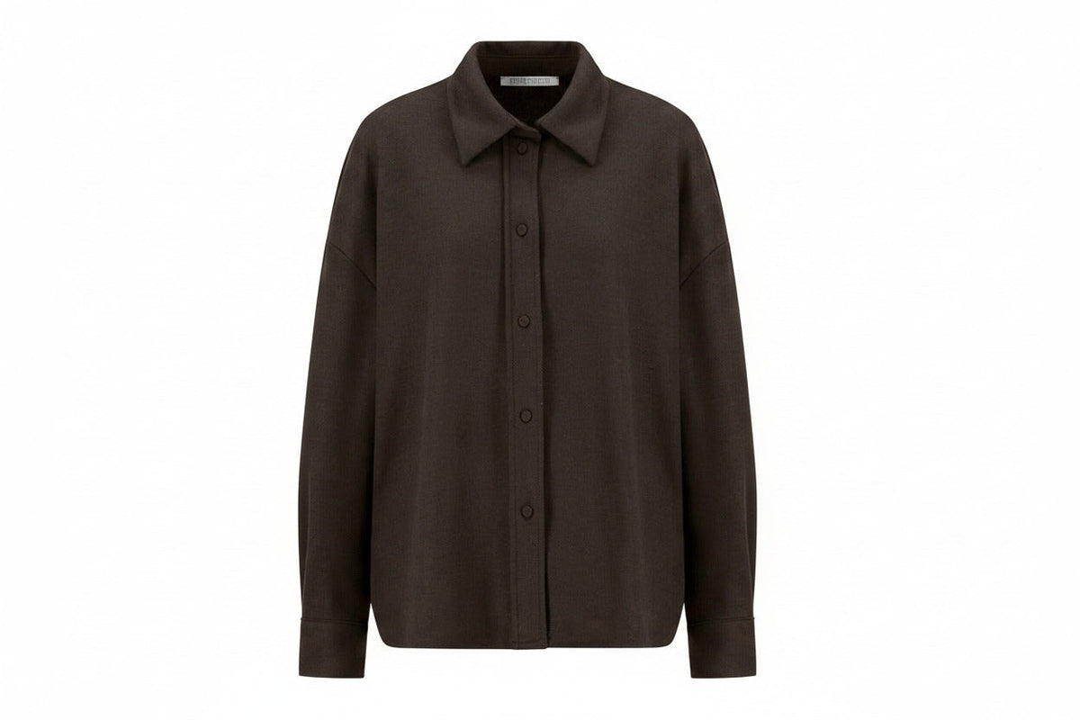 Position 6: Damen Overshirt aus Superfeiner Merinowolle in Dunkelbraun Damen Mantel Harris Wharf London 